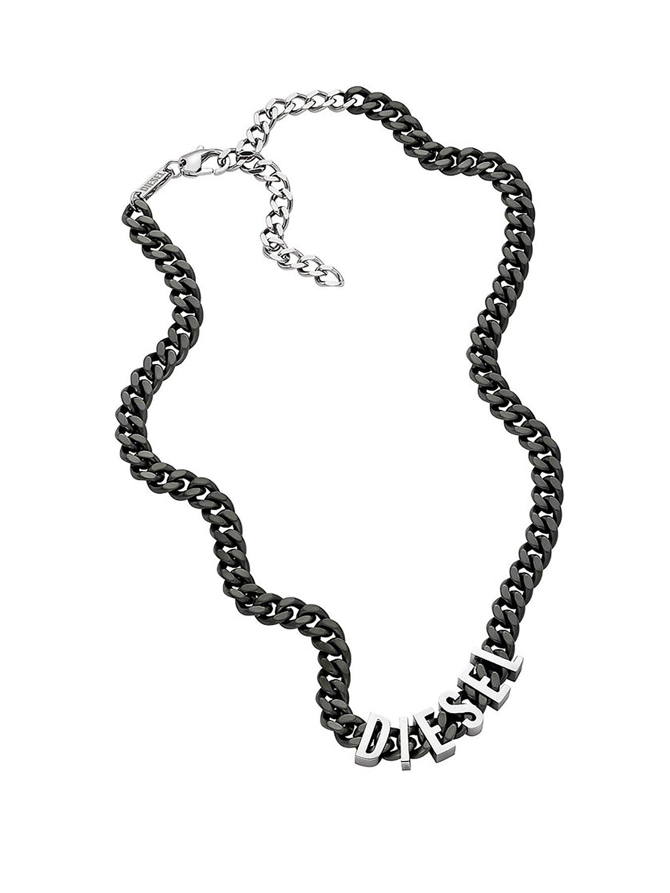 Product photograph of Diesel Two-tone Stainless Steel Chain Necklace from very.co.uk