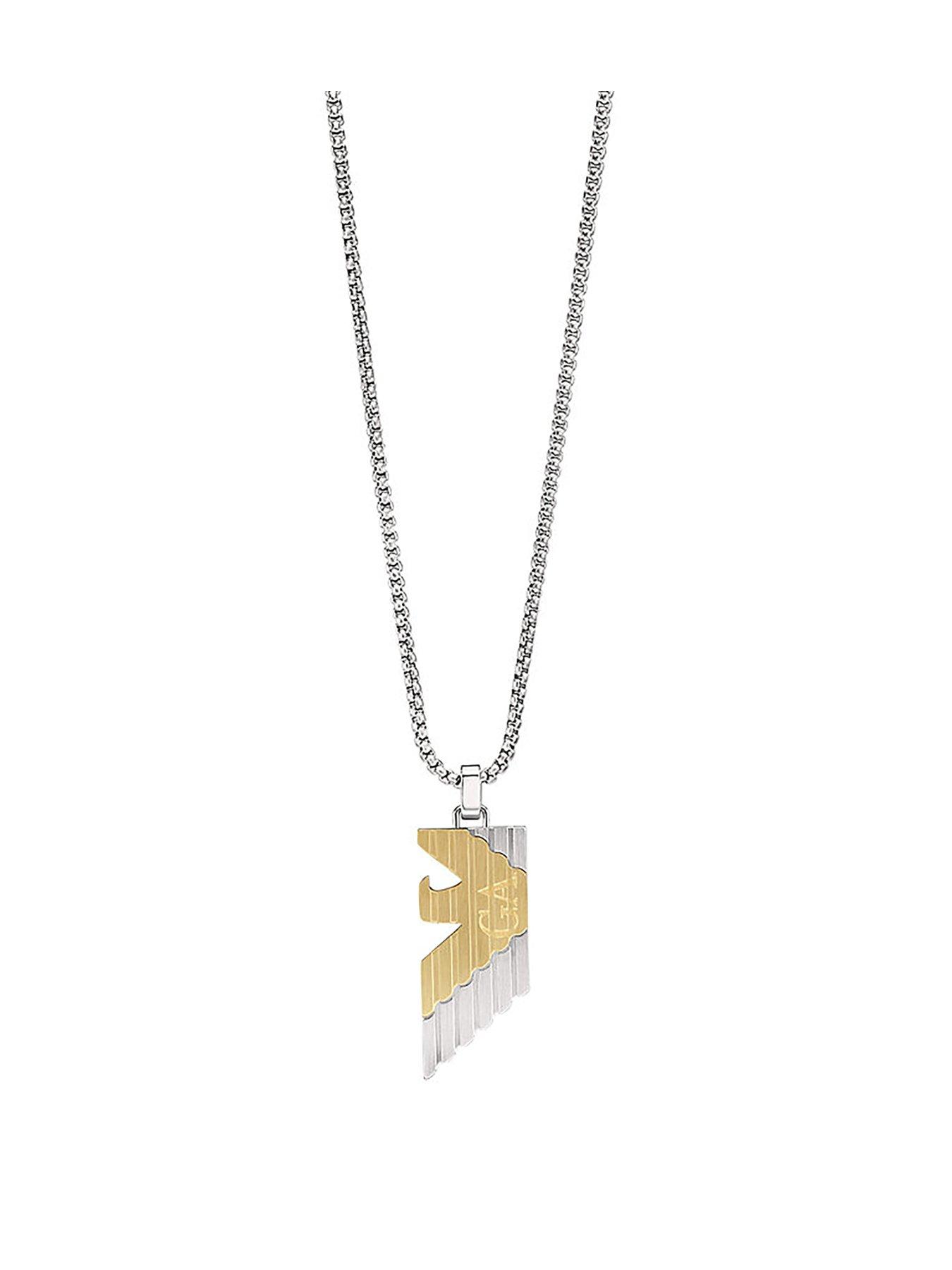 Product photograph of Emporio Armani Two-tone Stainless Steel Pendant Necklace from very.co.uk