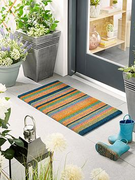 Product photograph of Blue Stripes Coir Doormat from very.co.uk