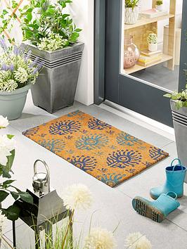 Product photograph of Ikat Blues Coir Doormat from very.co.uk