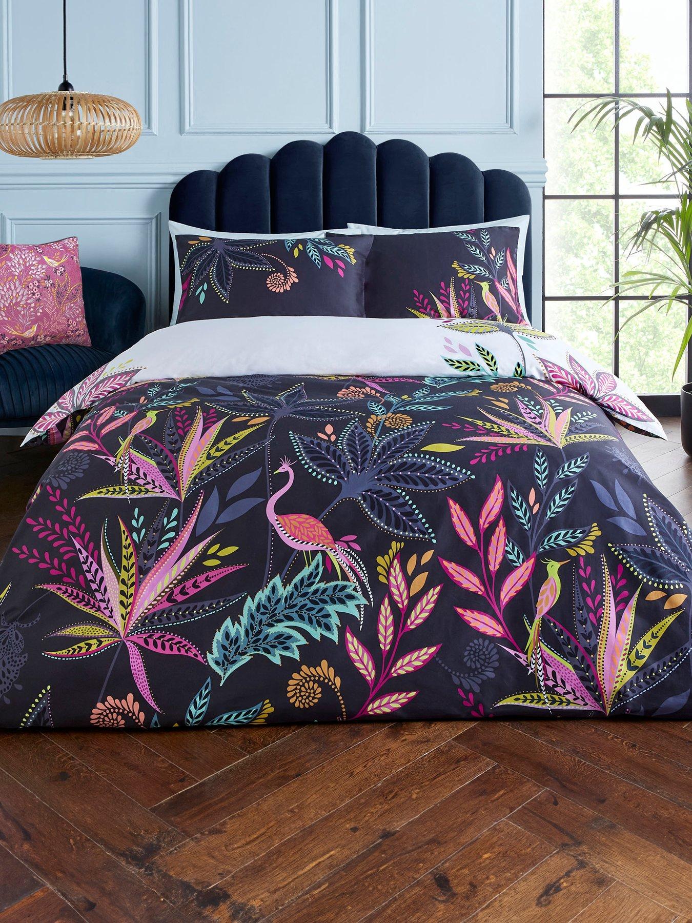 Product photograph of Sara Miller Botanic Paradise 100 Cotton 220 Thread Count Duvet Cover Set from very.co.uk
