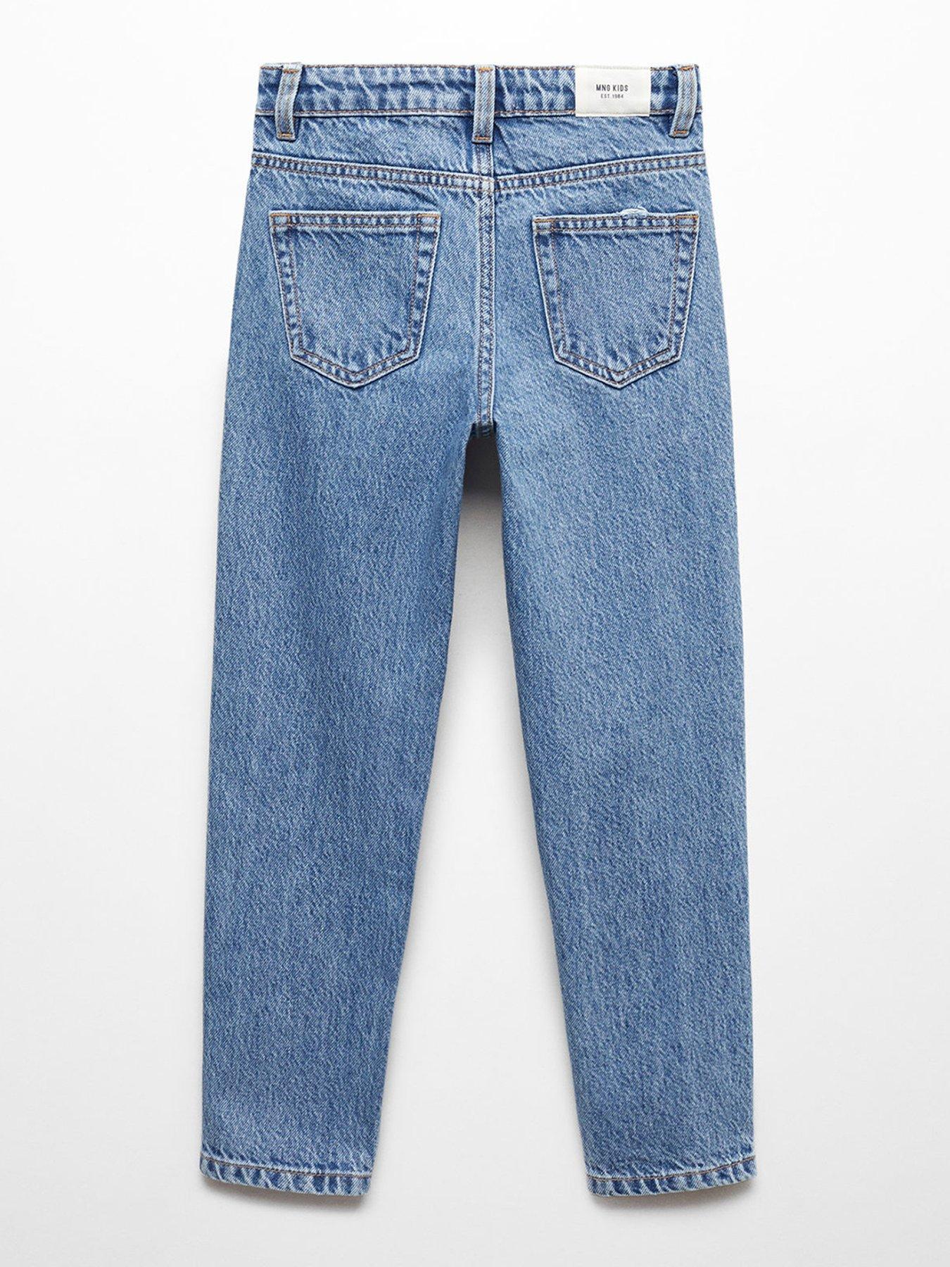 Mango Girls Mom Jeans - Light Blue