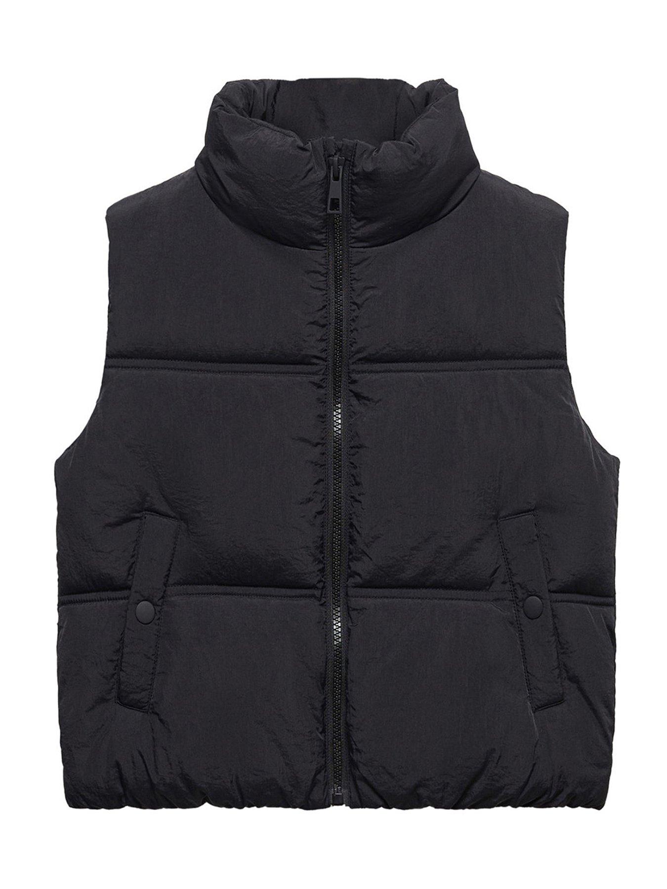 Mango Girls Funnel Neck Gilet - Black