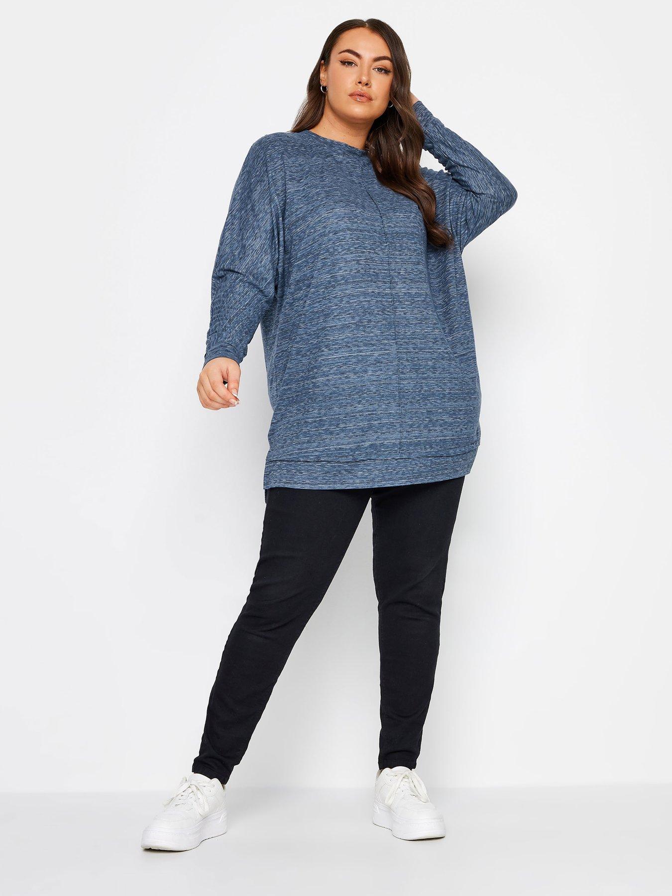 Yours Curve Soft Touch Front Seam Detail Jumper - Blue