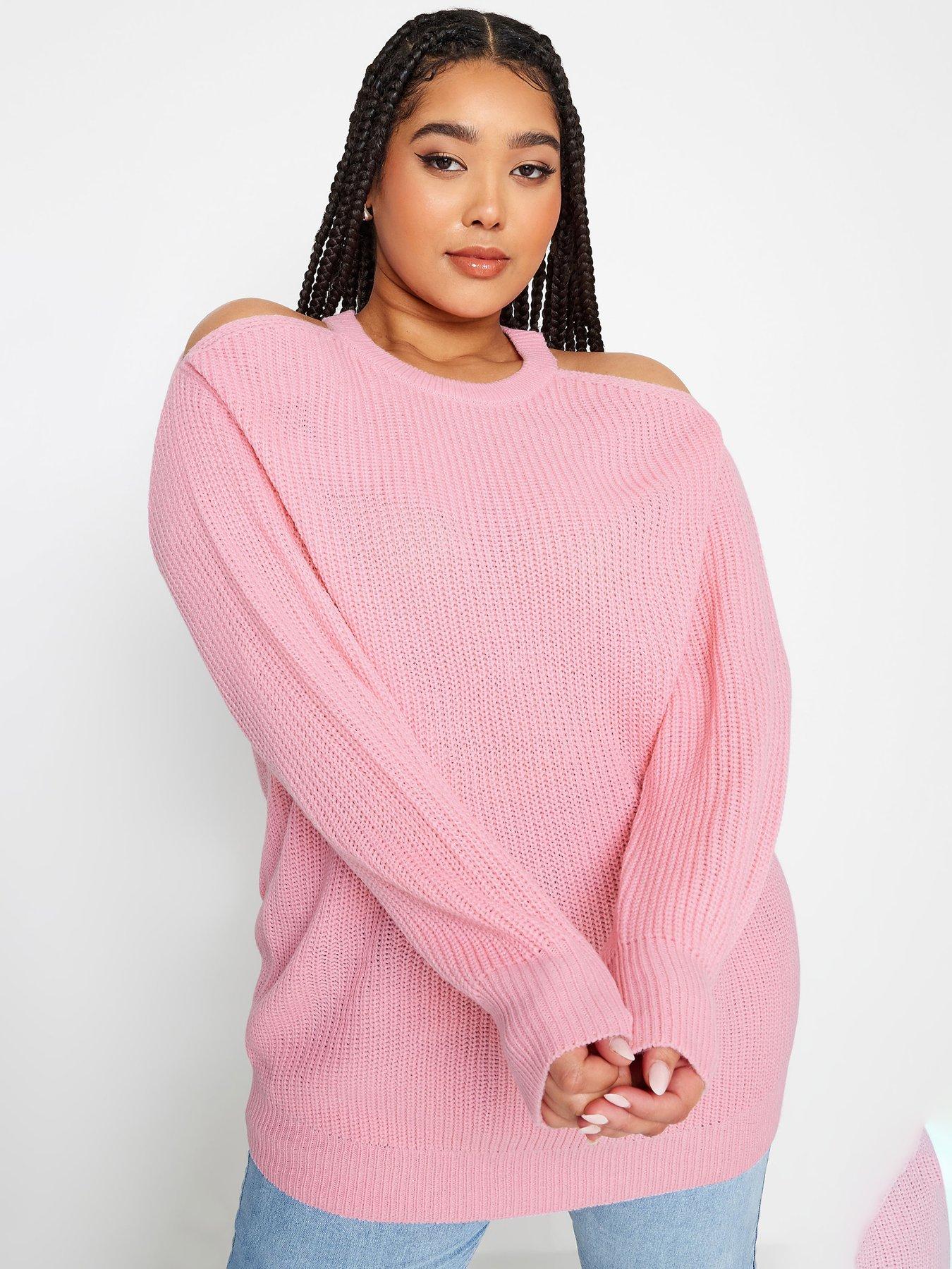 Yours Curve Cold Shoulder Jumper Pink Very