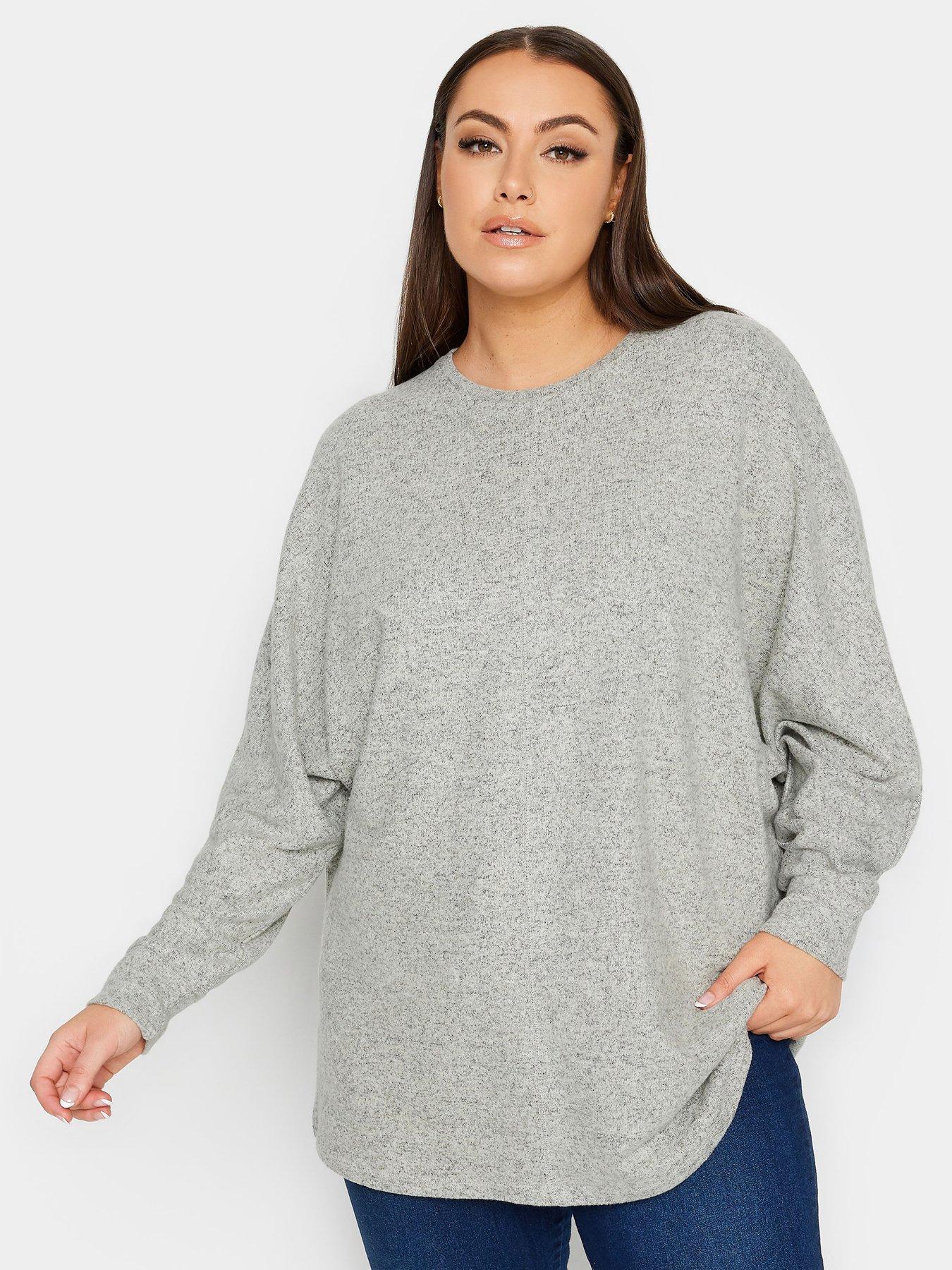 Yours Curve Soft Touch Front Seam Detail Jumper - Grey