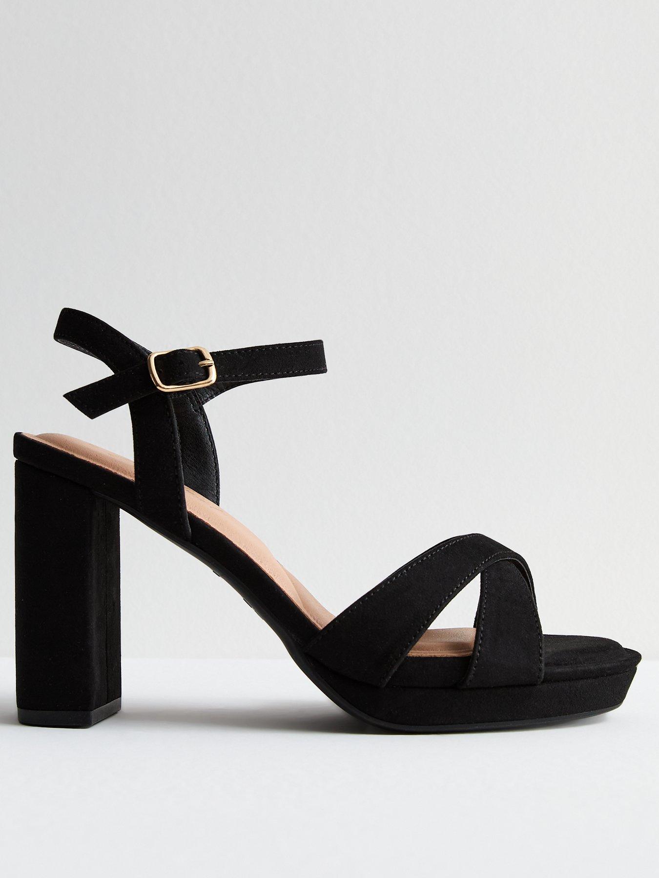 New Look Suedette Platform Block Heel Sandals Black Very