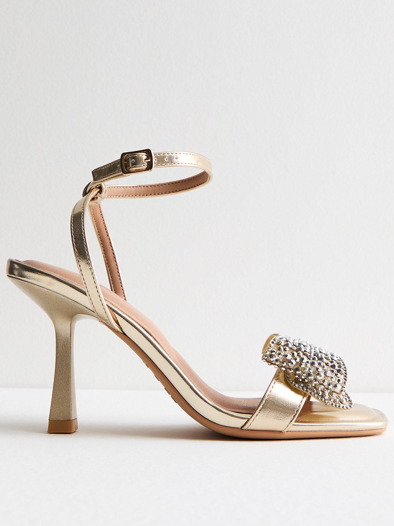 Gold studded heeled sandals store