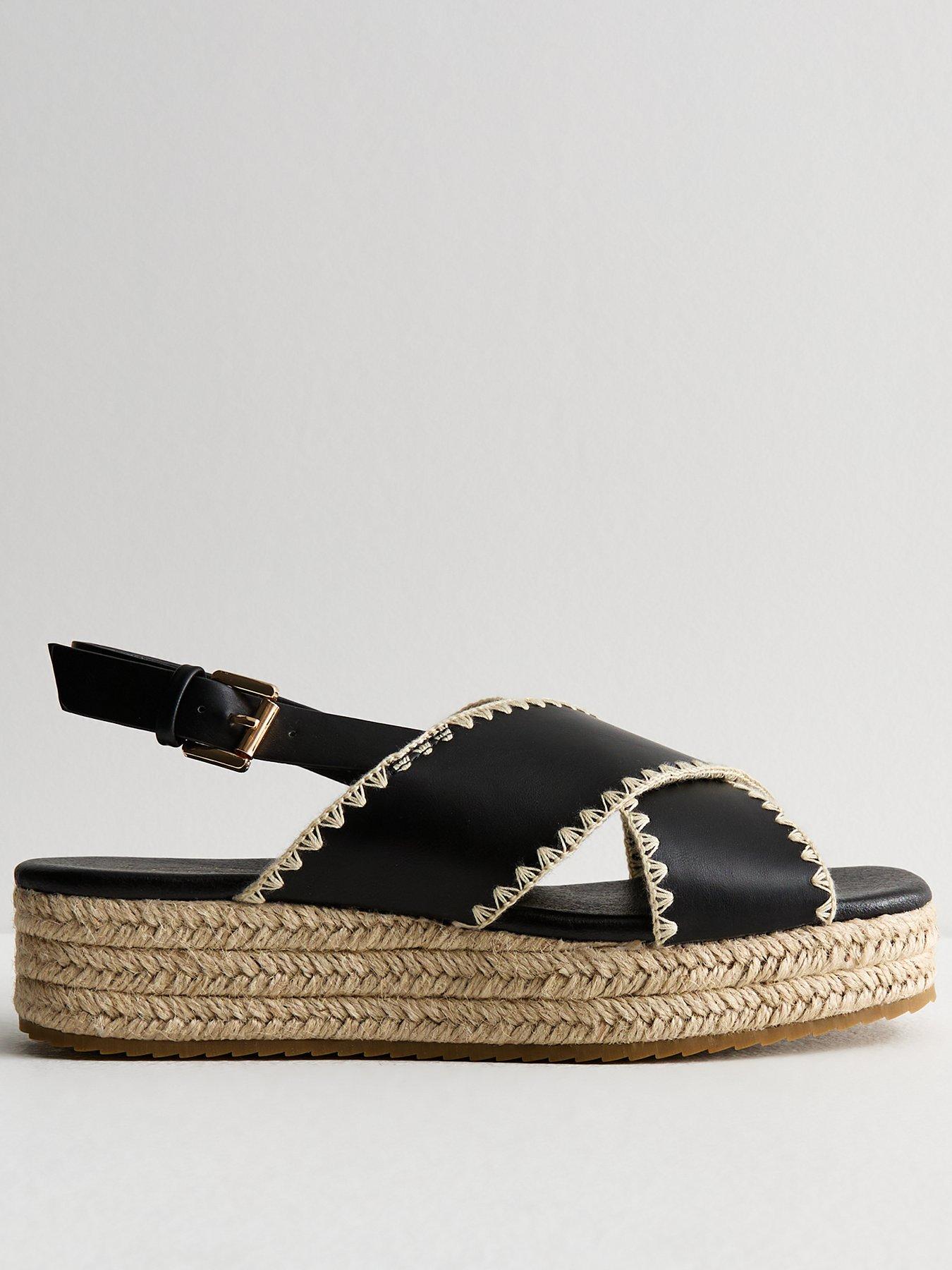 Black espadrille flatform sandals online