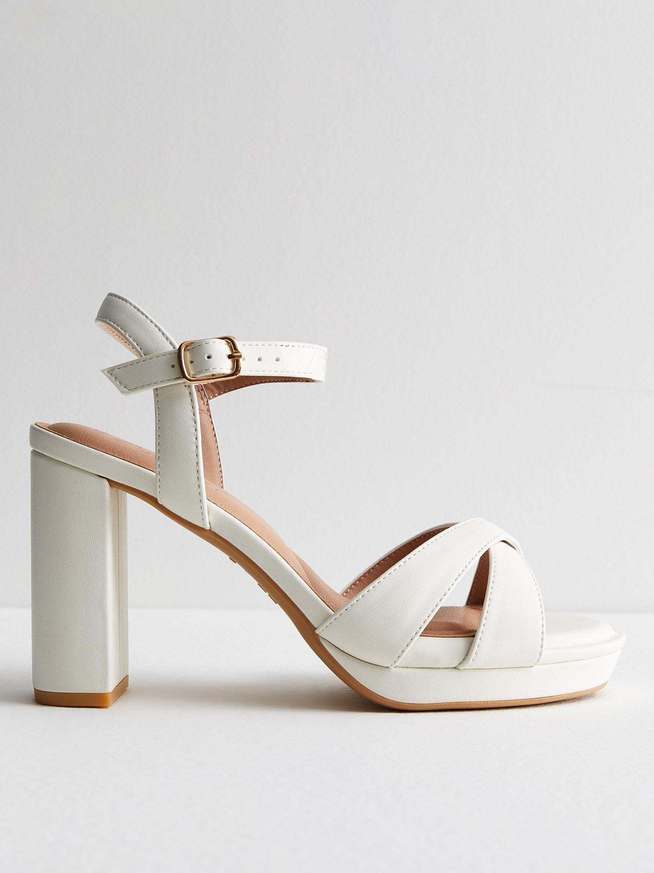 Cheap white heeled sandals best sale