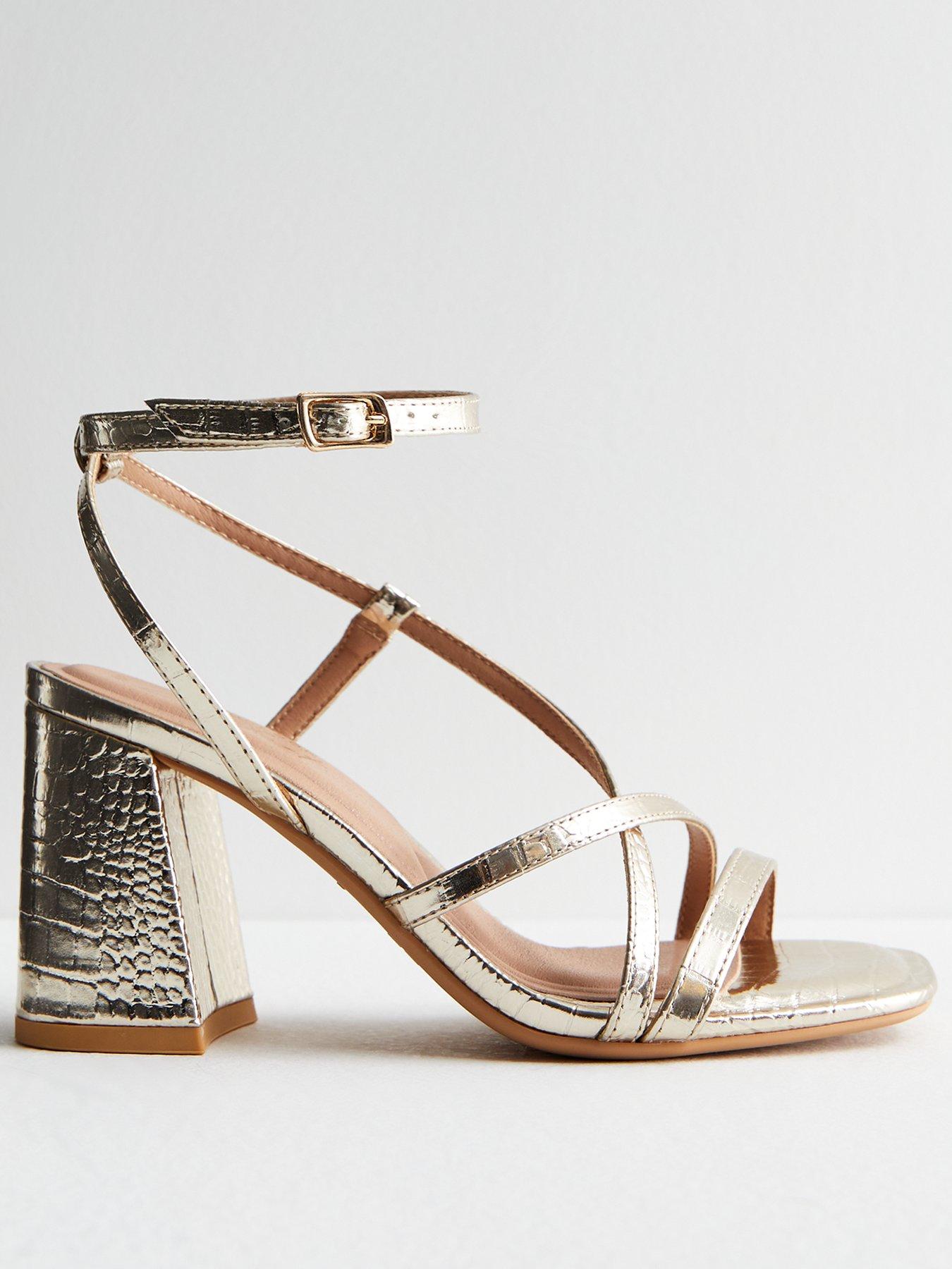 New Look Gold Strappy Block Heel Sandals Very