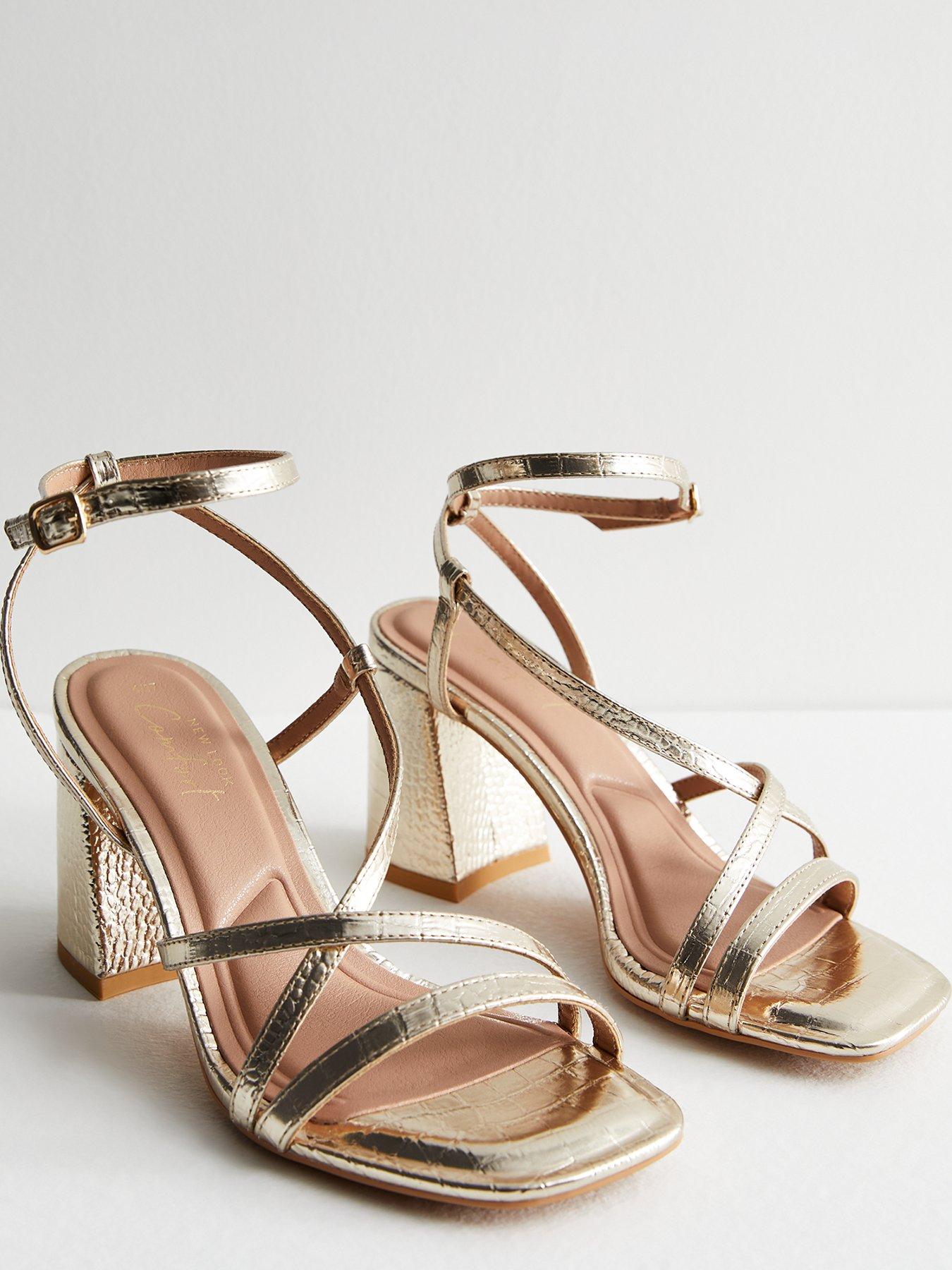 New look gold strappy sandals hotsell