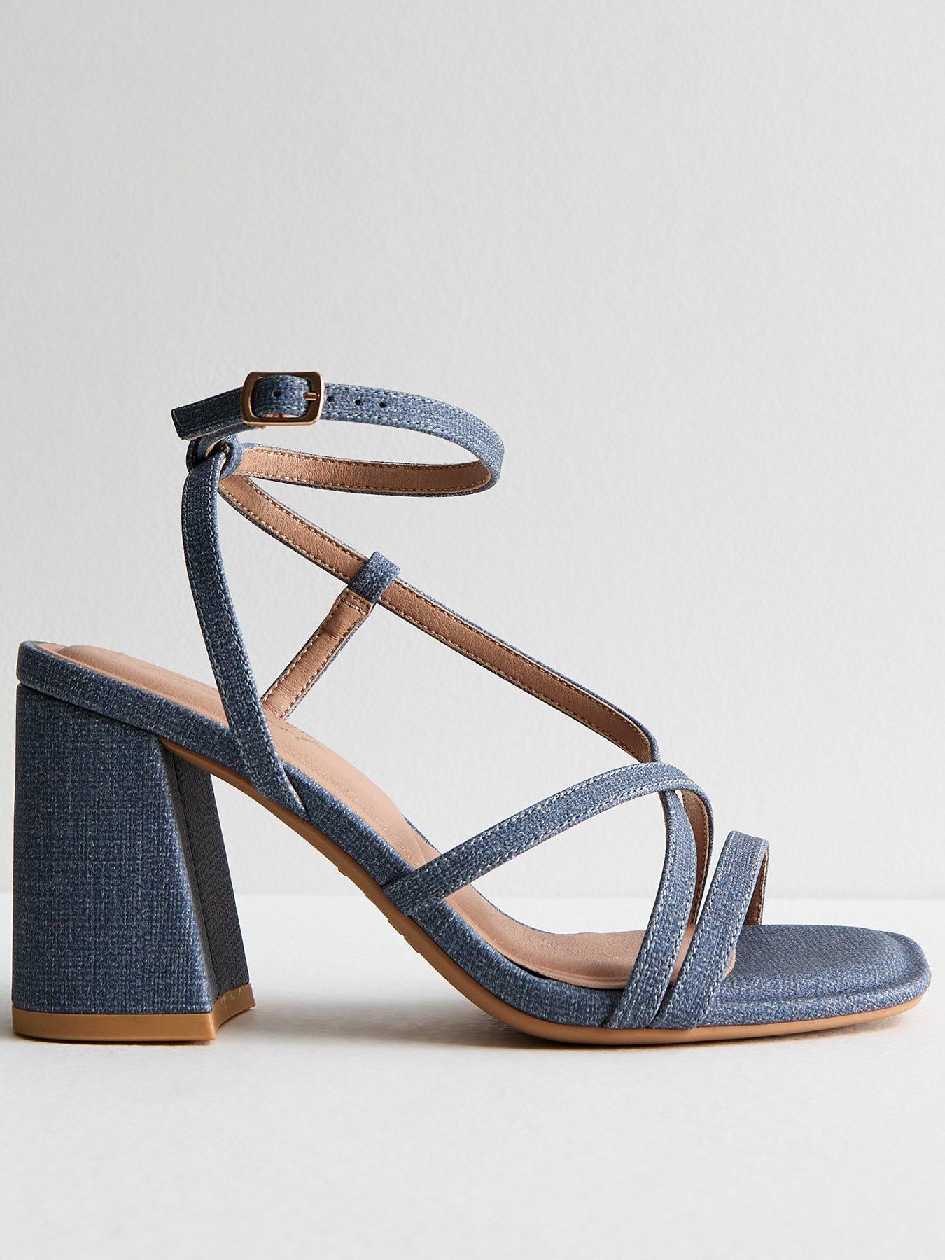 Denim block 2024 heel sandals