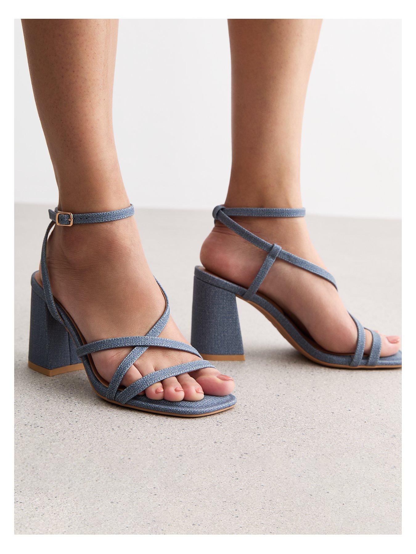 New Look Blue Denim Strappy Block Heel Sandals | Very.co.uk