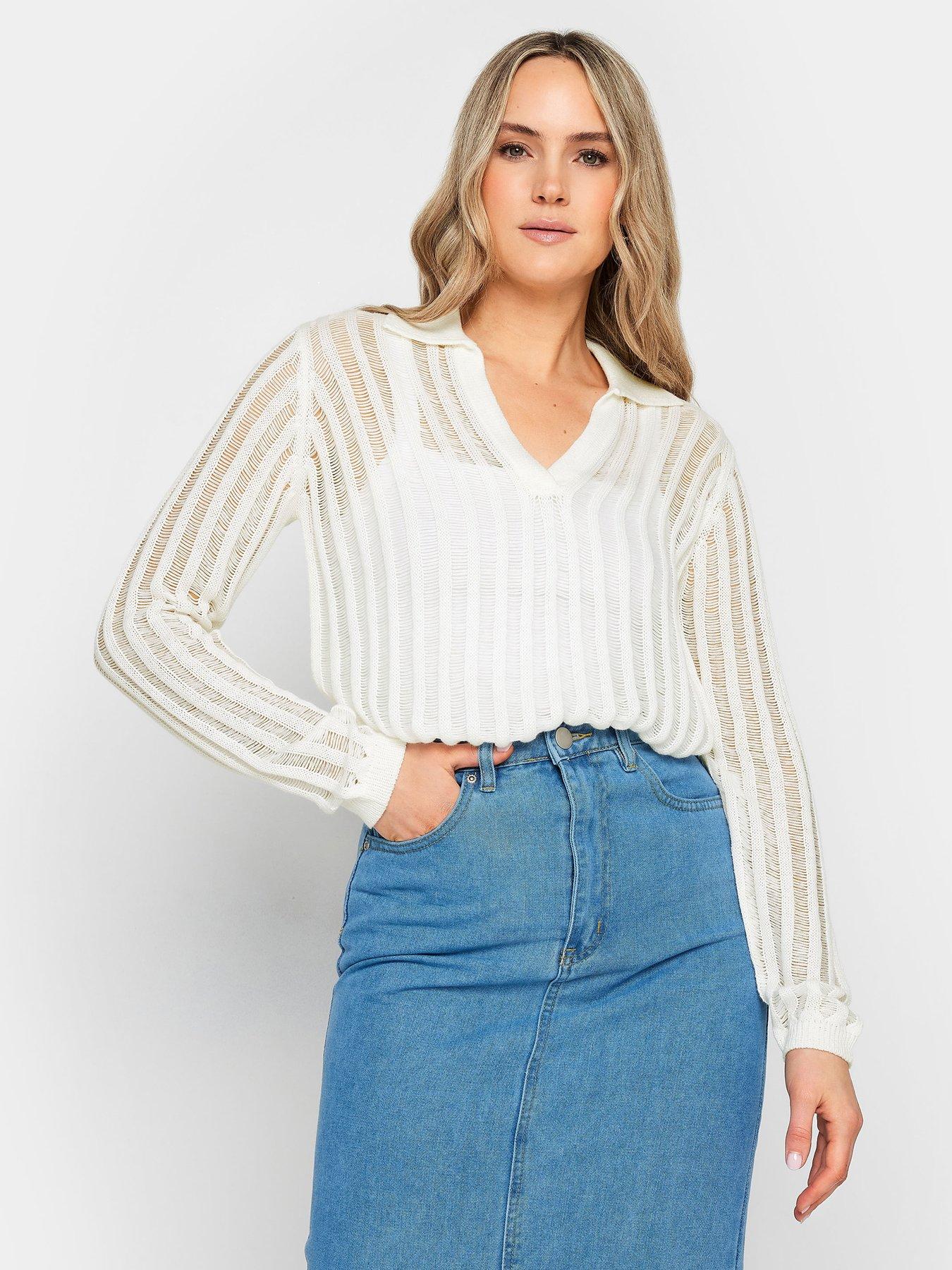 Long Tall Sally Tall Cream Ladder Stitch Collar Jumper Very.co.uk