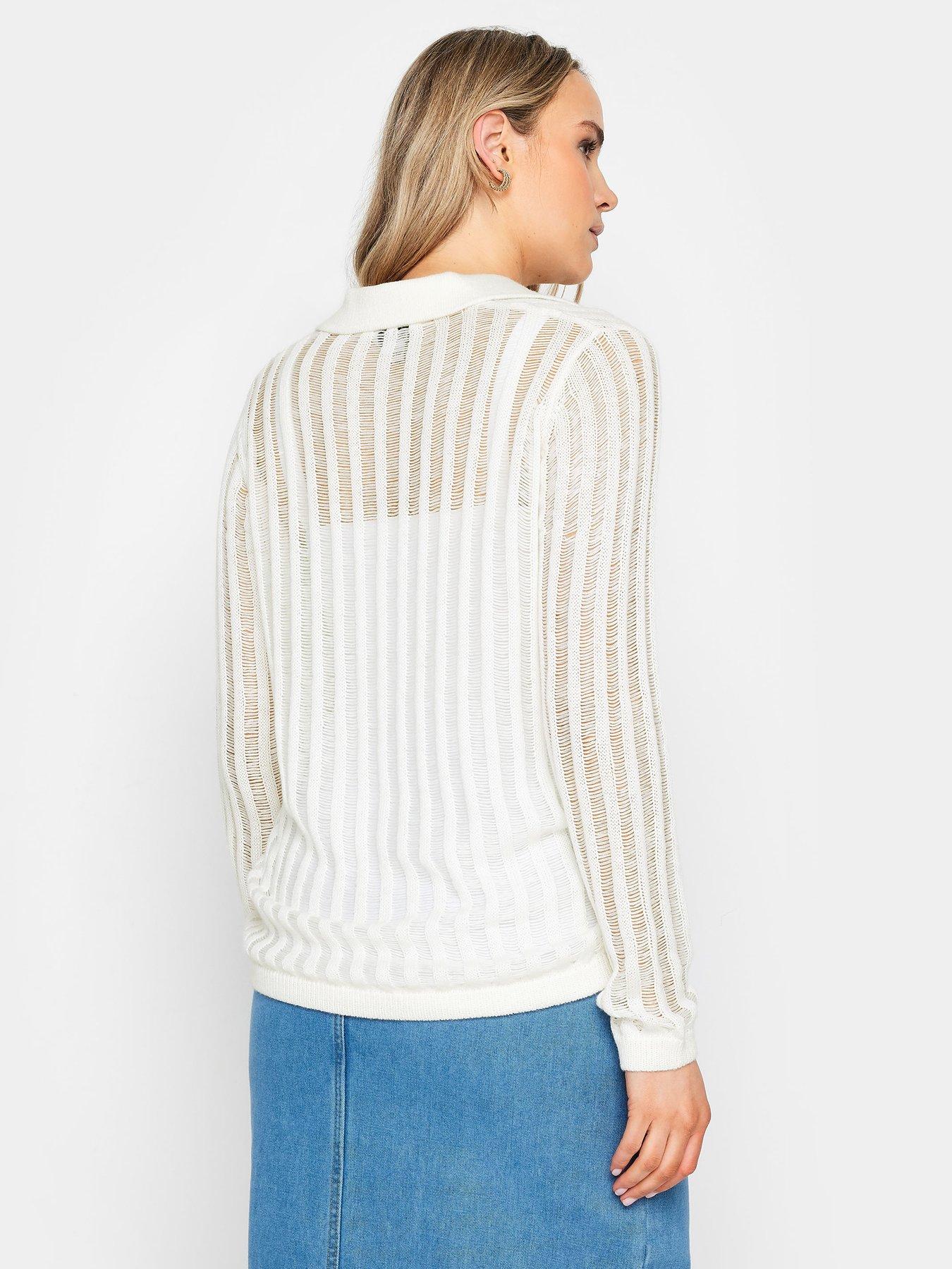 Long Tall Sally Tall Cream Ladder Stitch Collar Jumper Very.co.uk