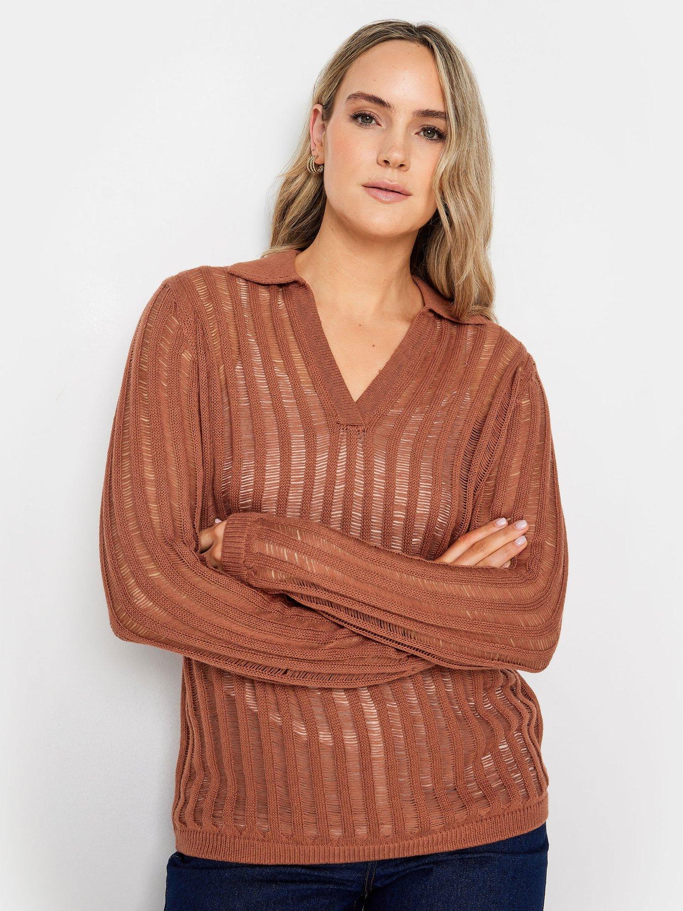 Long Tall Sally Tall Rust Ladder Stitch Collar Jumper Very