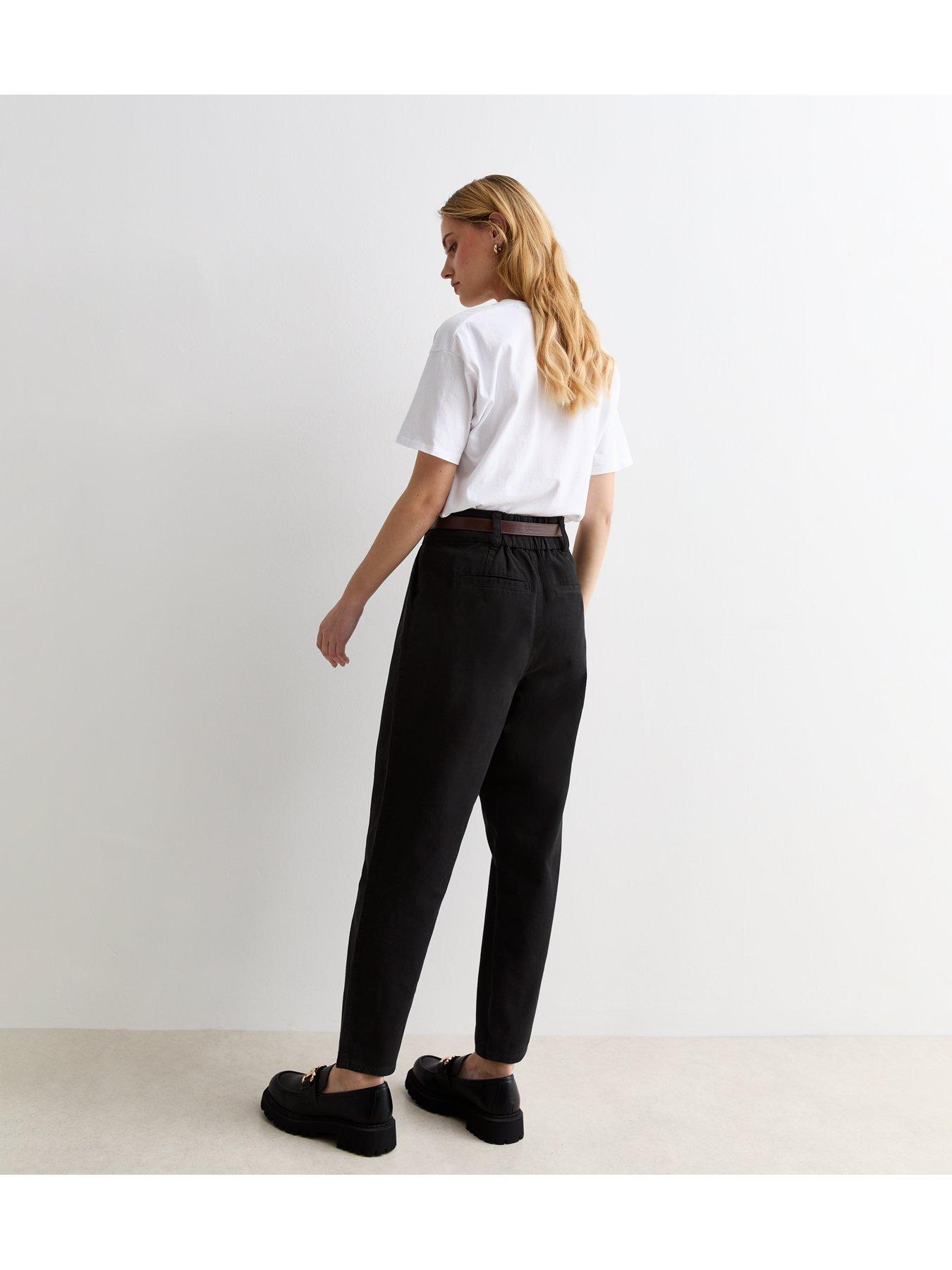 New Look Black High Waist Tapered Cotton Trousers Very