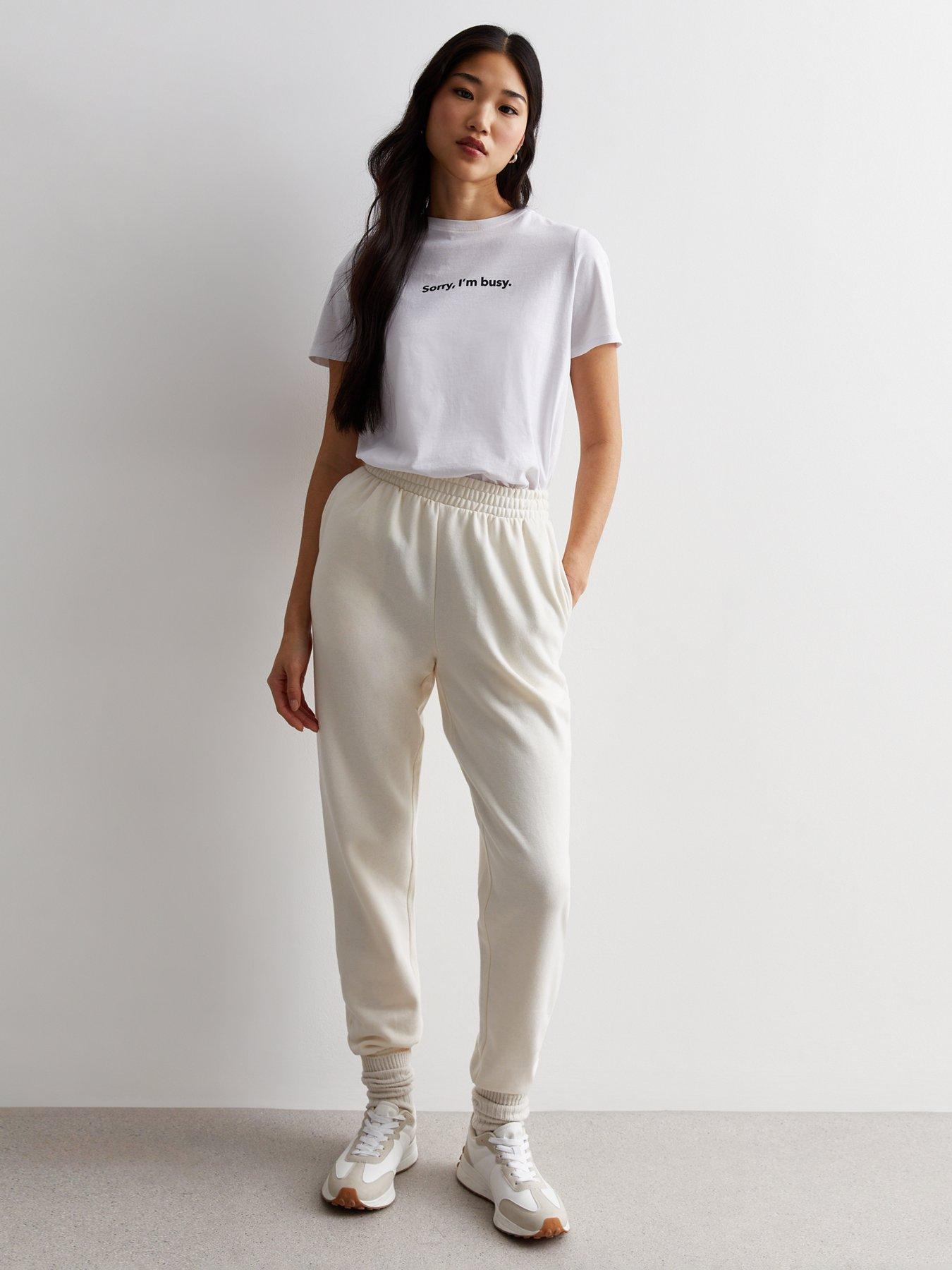 White 2025 cuffed joggers