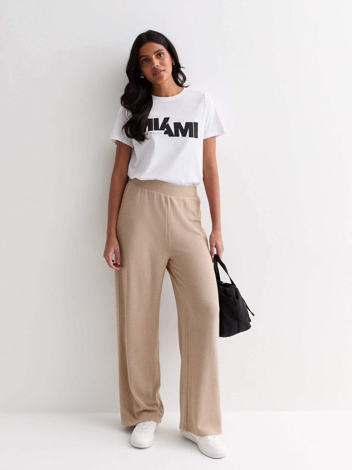 Mink Textured Fine Knit Trousers