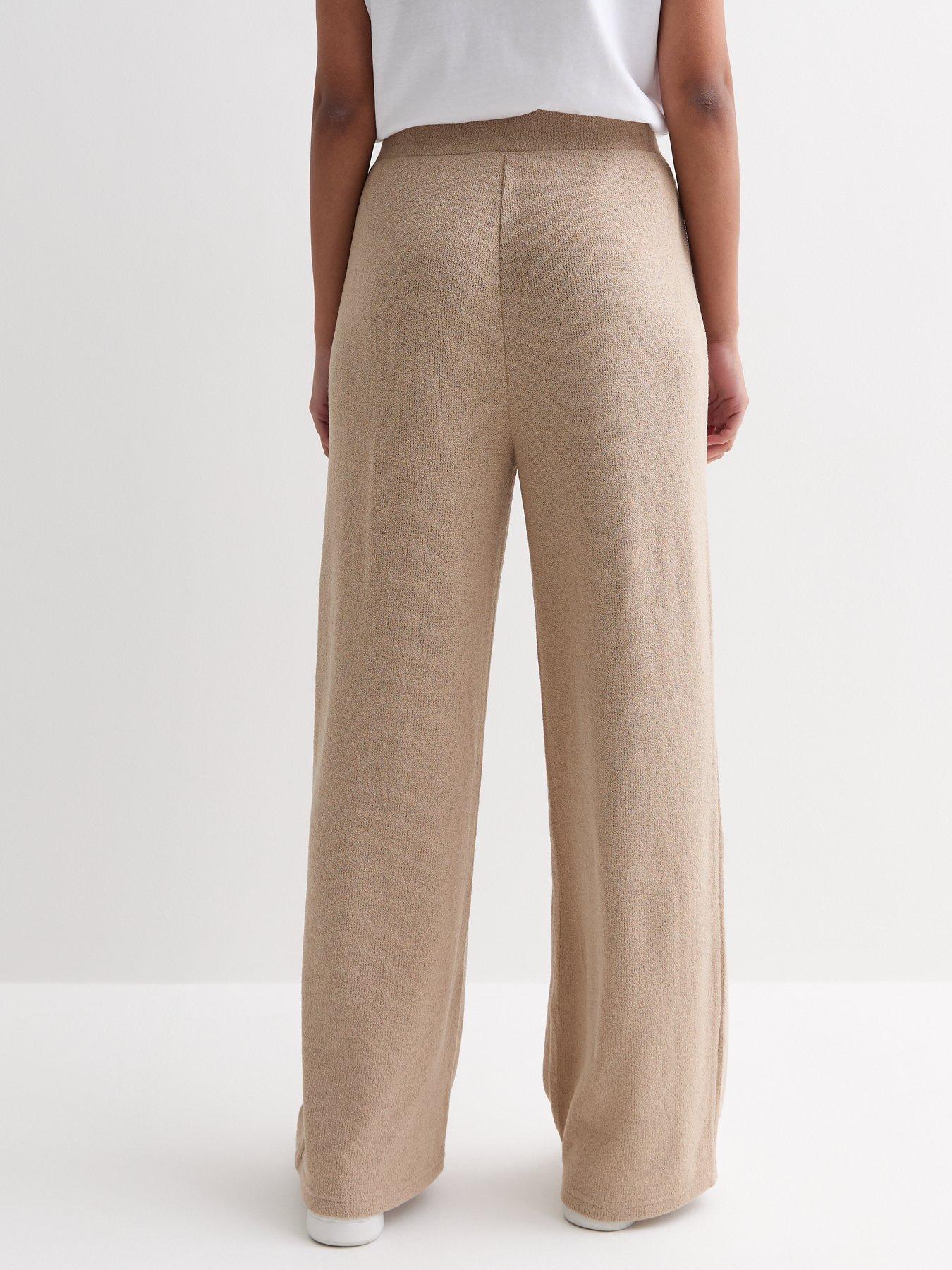 Mink Textured Fine Knit Trousers
