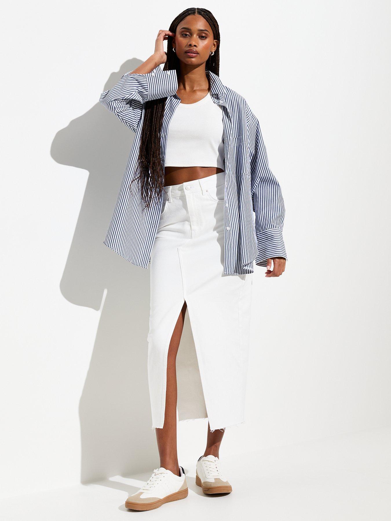 New look white outlet midi skirt