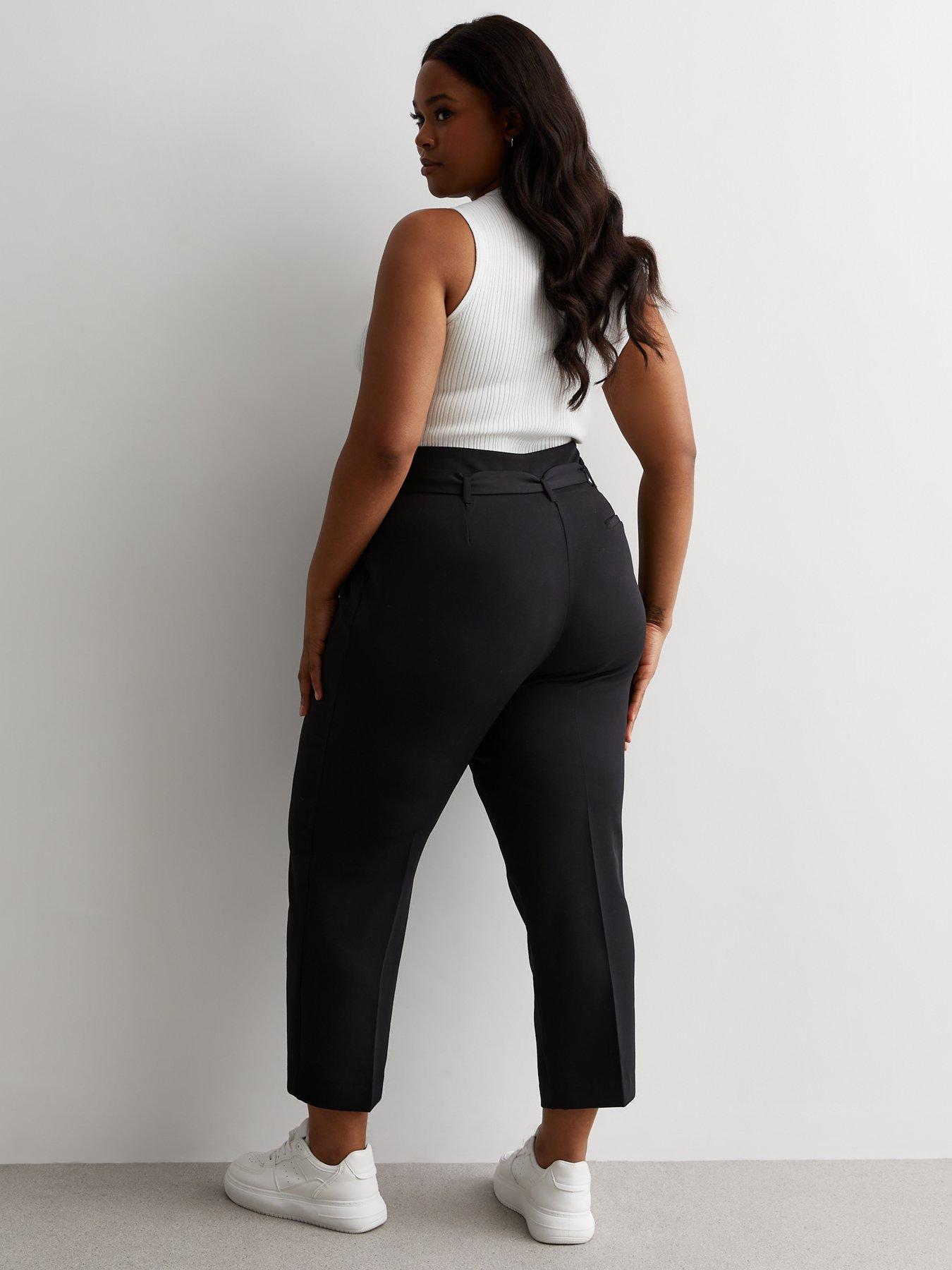 New Look Curves Black High Waist Paperbag Trousers Very