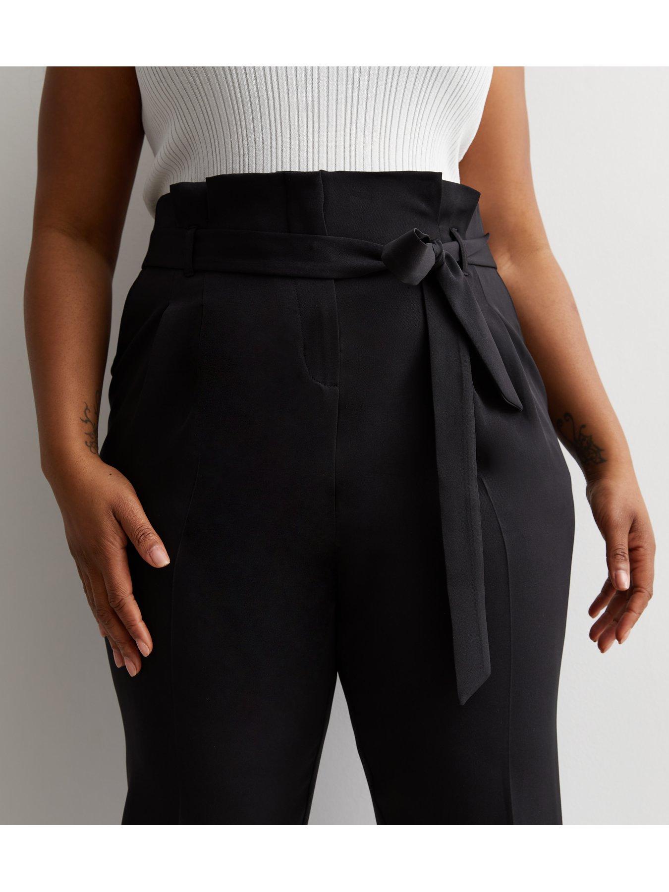 Black wide leg paperbag trousers best sale