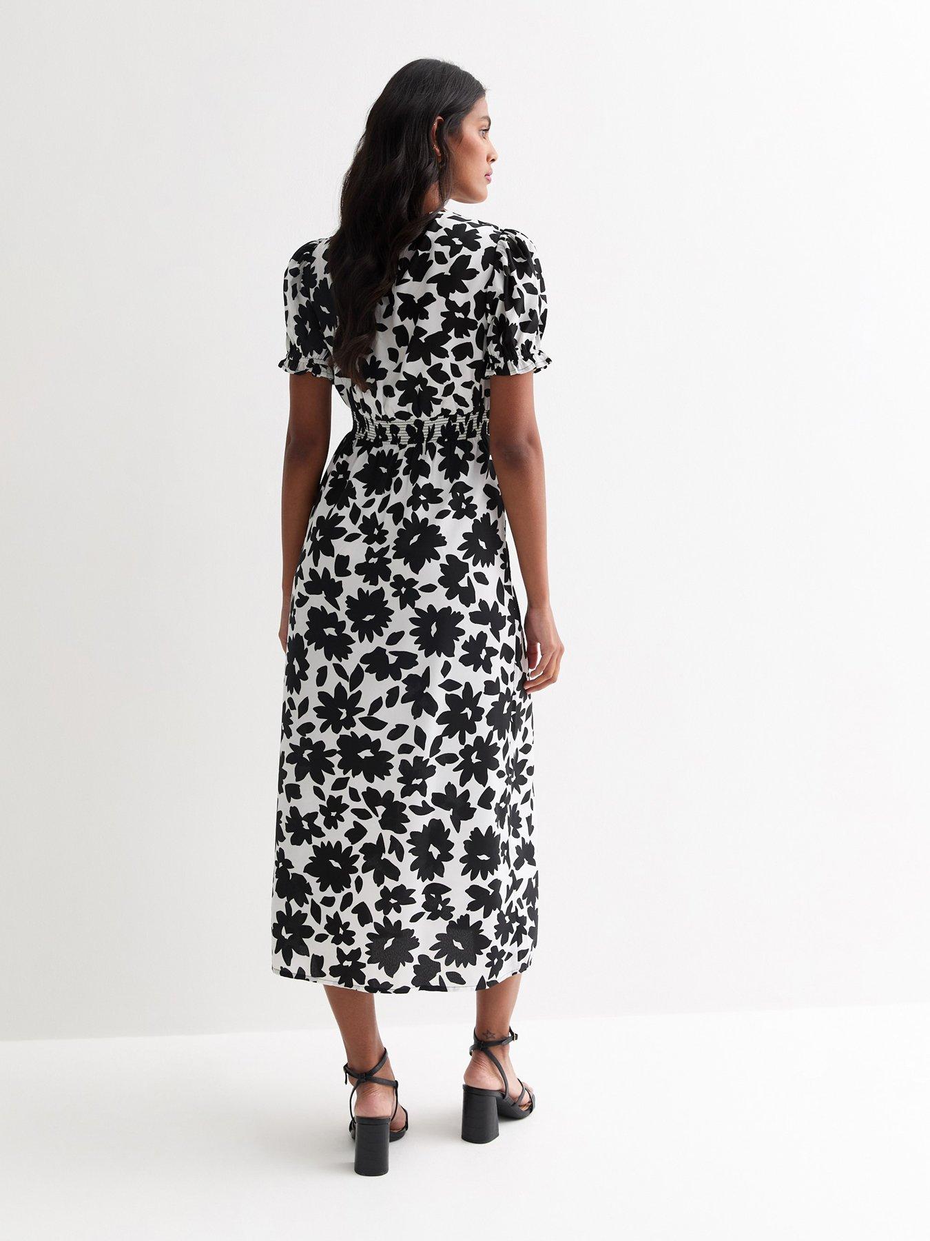 New Look Black Leaf Print Midi Dress | Very