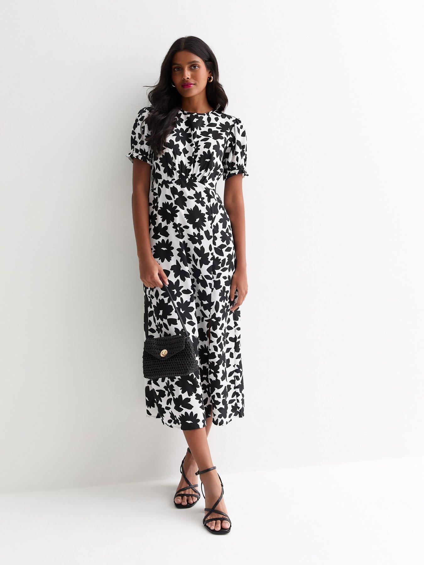 New Look Black Leaf Print Midi Dress | Very