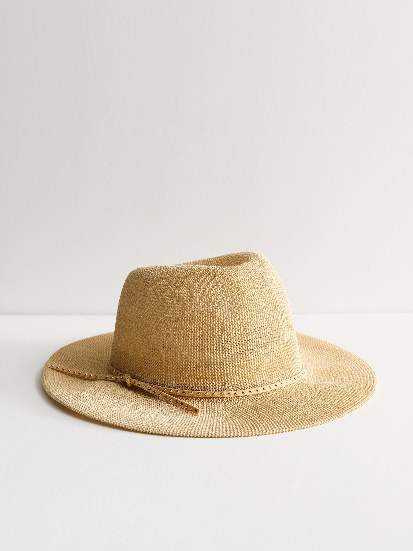 New Look Stone Straw Effect Studded Fedora Hat | Very.co.uk