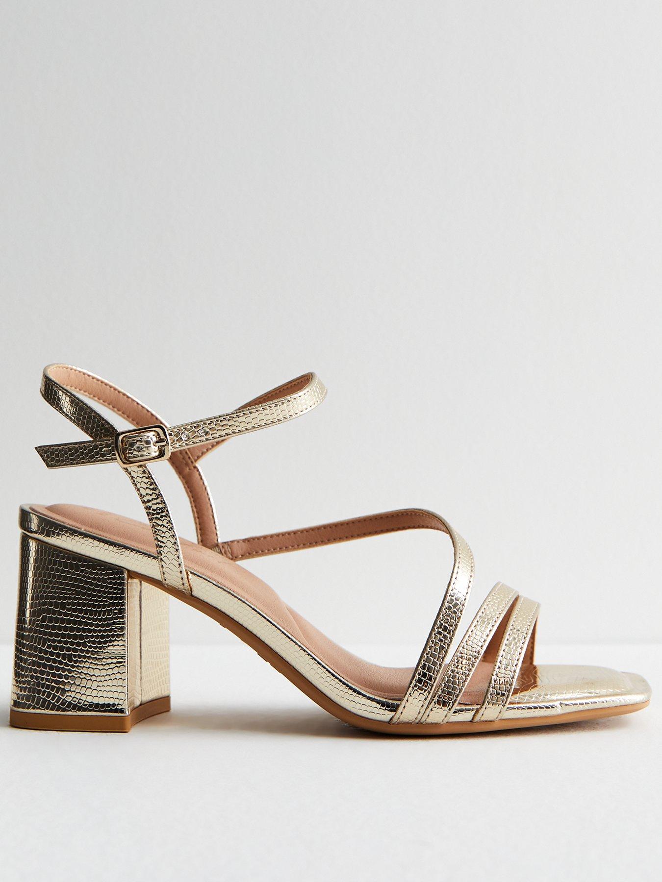 Wide Fit Pale Pink Patent Strappy Block Heel Sandals | New Look