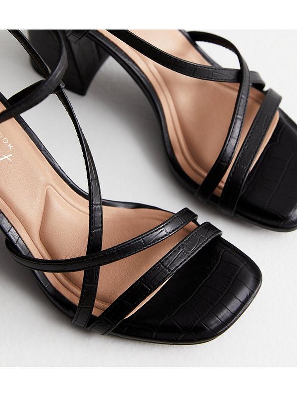 New Look Black Strappy Block Heel Sandals | Very.co.uk