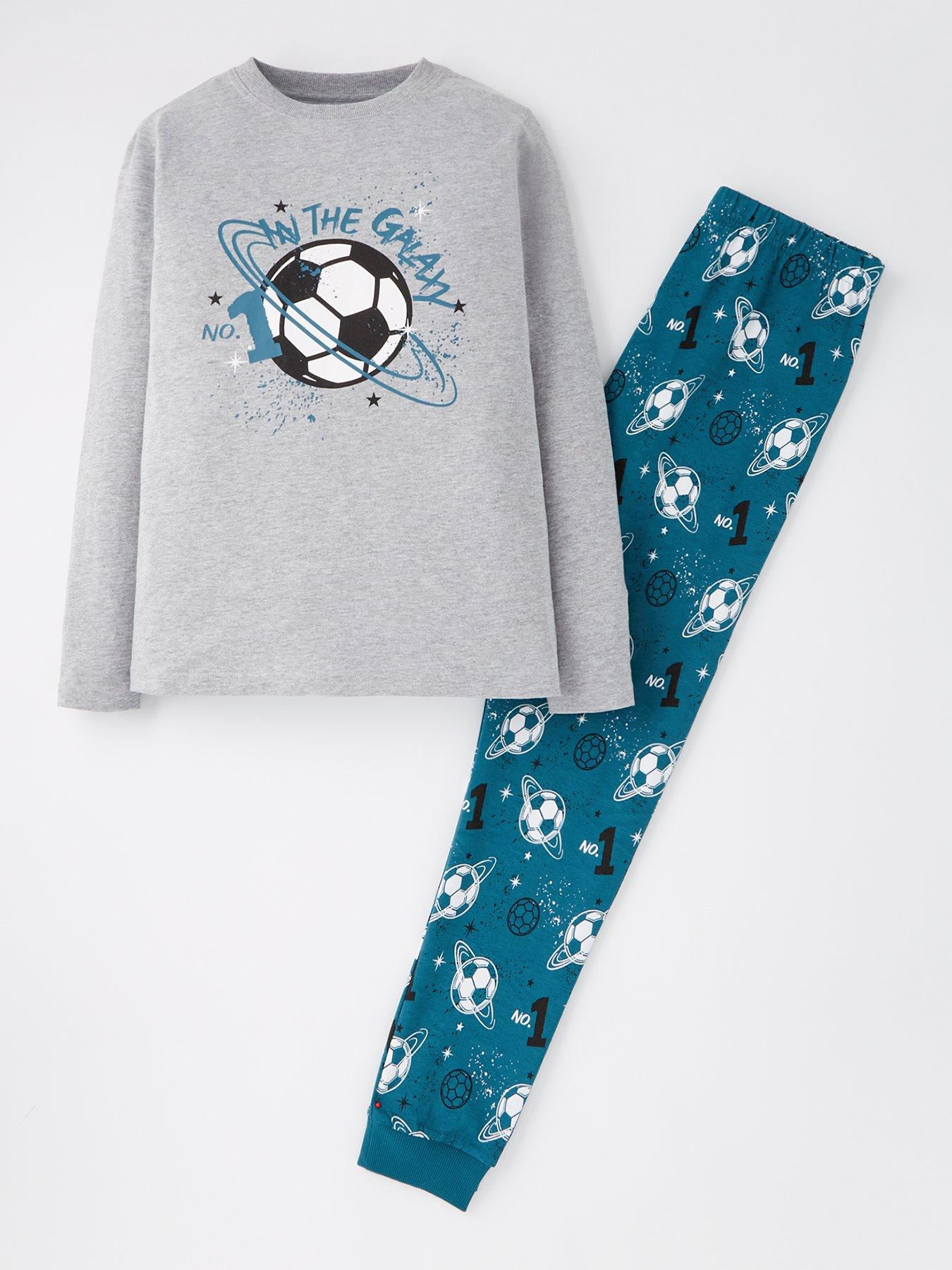 undefined Boys Football Long Sleeve/ Long Length Pyjama - Multi