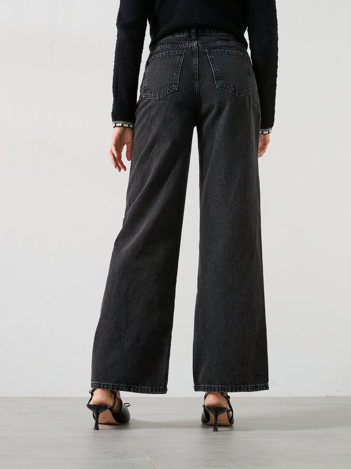 Image 2 of 6 of New Look Washed Black Adalae High-waist Wide Leg Jeans