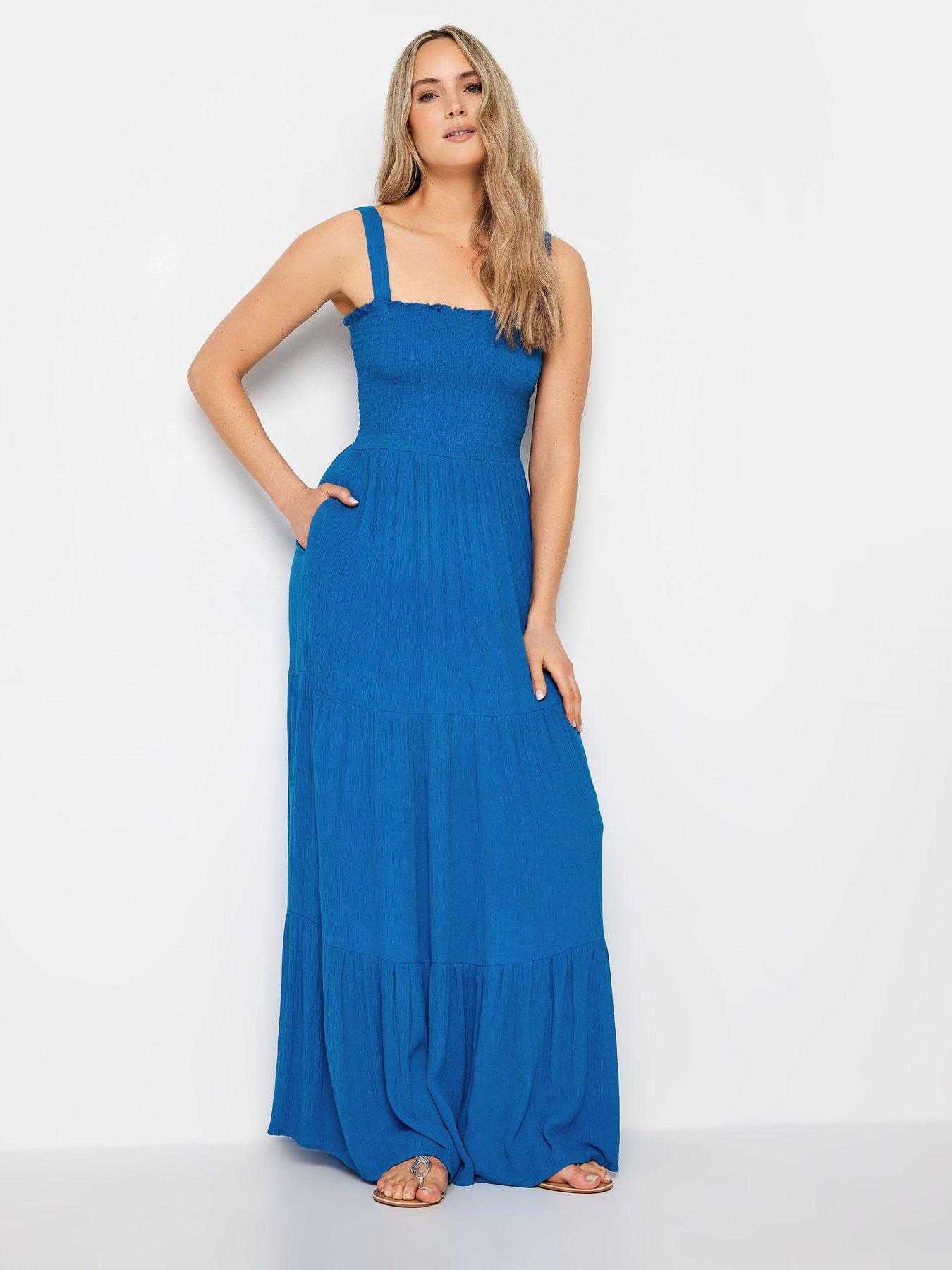 Long Tall Sally Tall Crinkle Tiered Dress Bright Blue Very