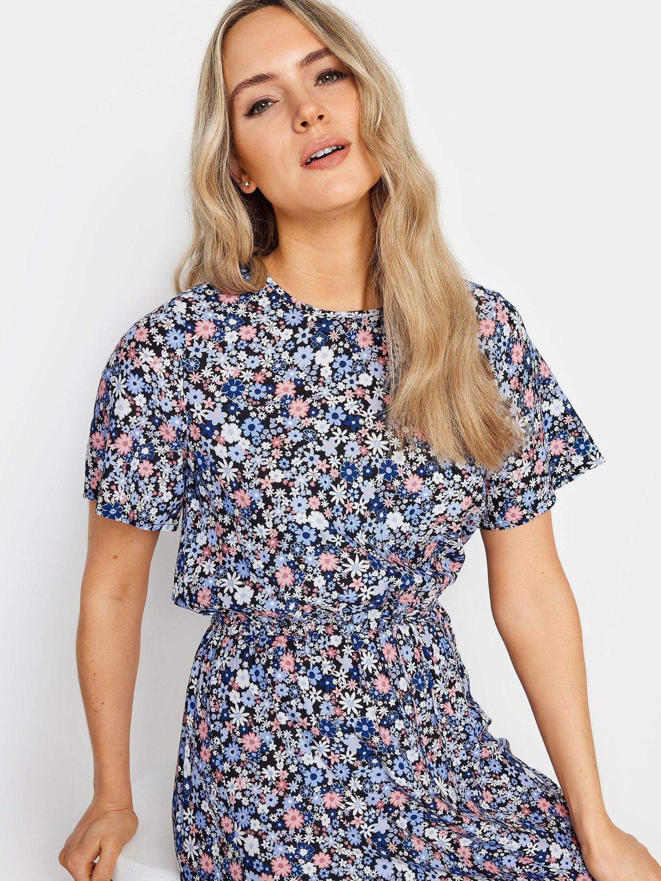 Long Tall Sally Tall Floral Printed Tshirt Woven Dress | Very.co.uk