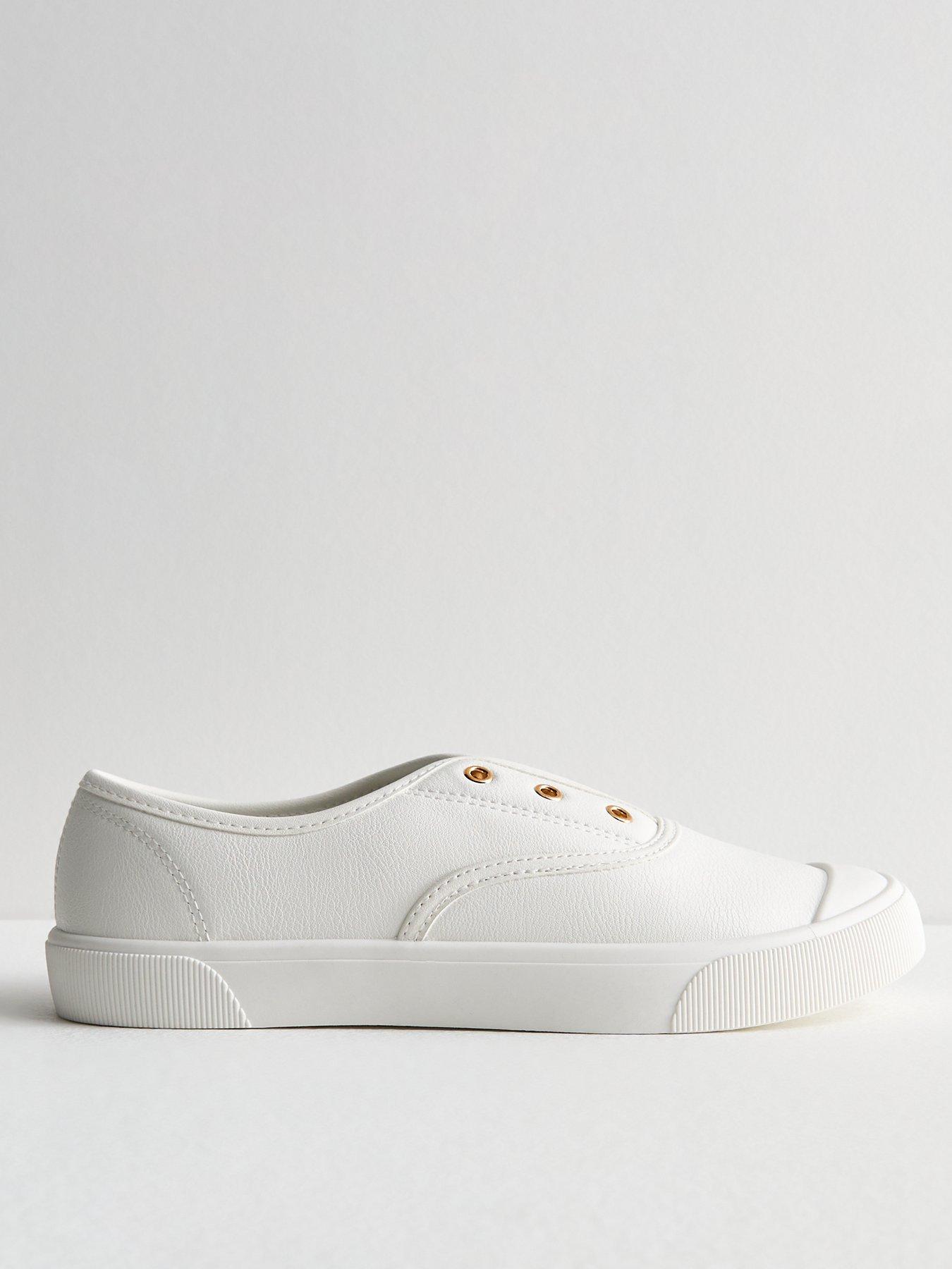 New Look White Leather-look Laceless Trainers | Very.co.uk