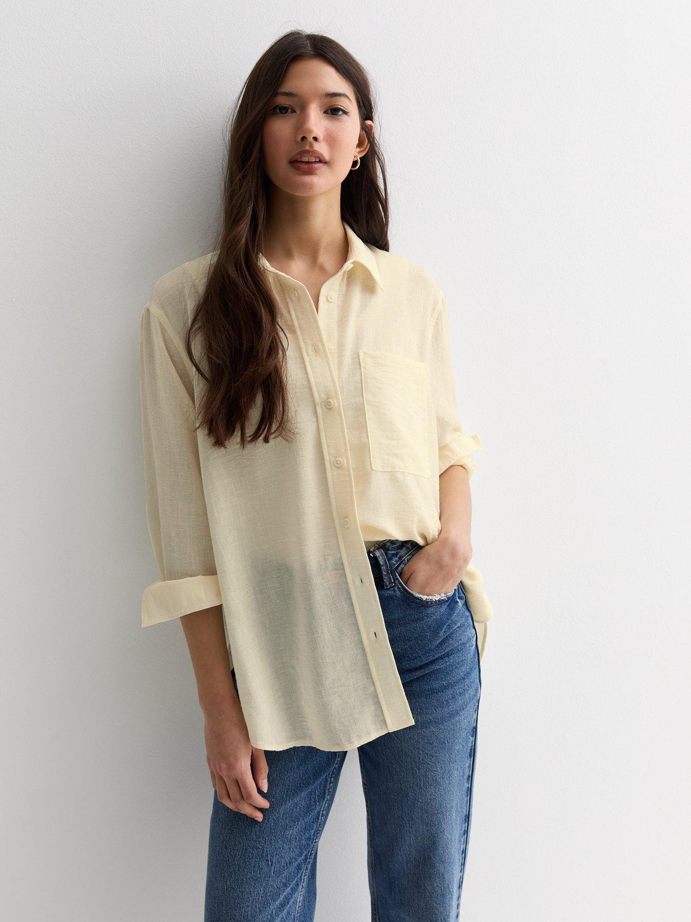 Pale yellow long sleeve shirt online