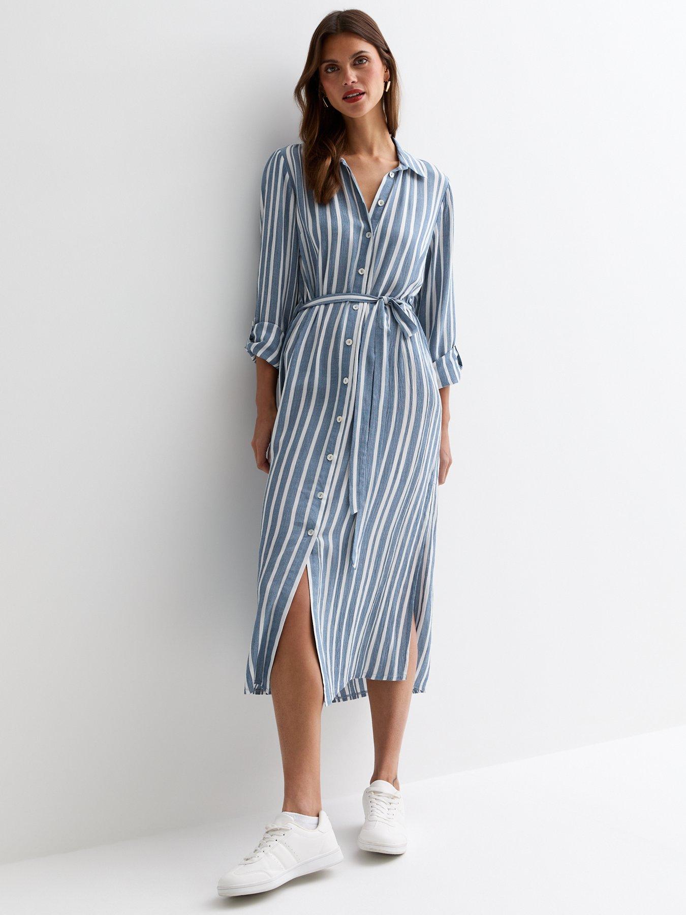 New look striped shirt dress best sale