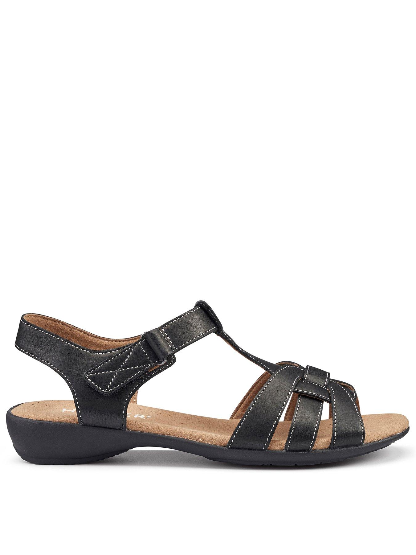 Hotter Sandals Leather Standard Solstice - Black-le | Very.co.uk