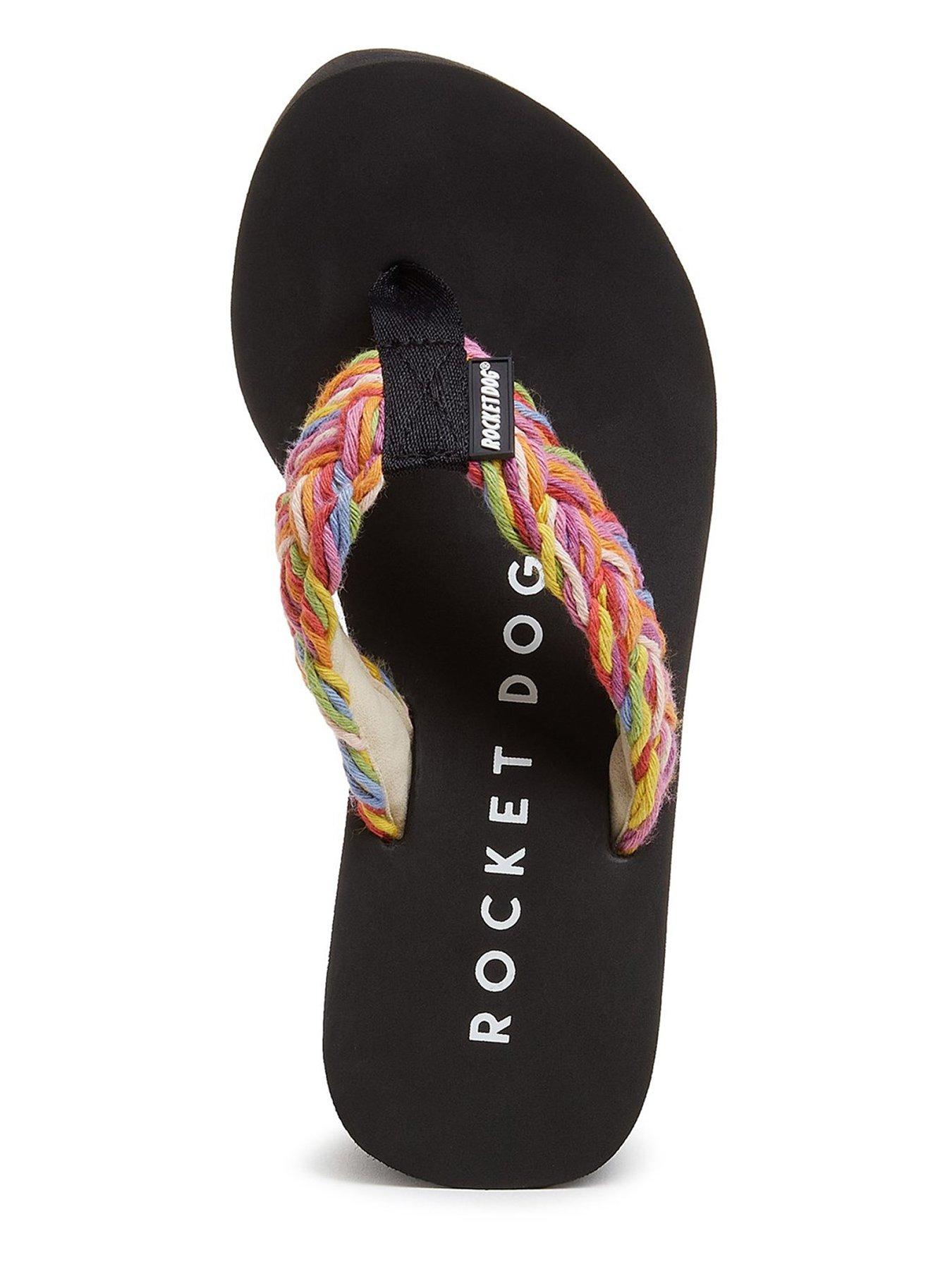Rocket Dog Crush Toe Post Wedged Sandals Rainbow Black Very