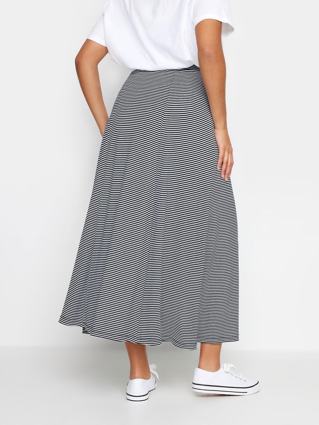 Image 2 of 4 of M&Co Navy And White Stripe Pocket Maxi Skirt