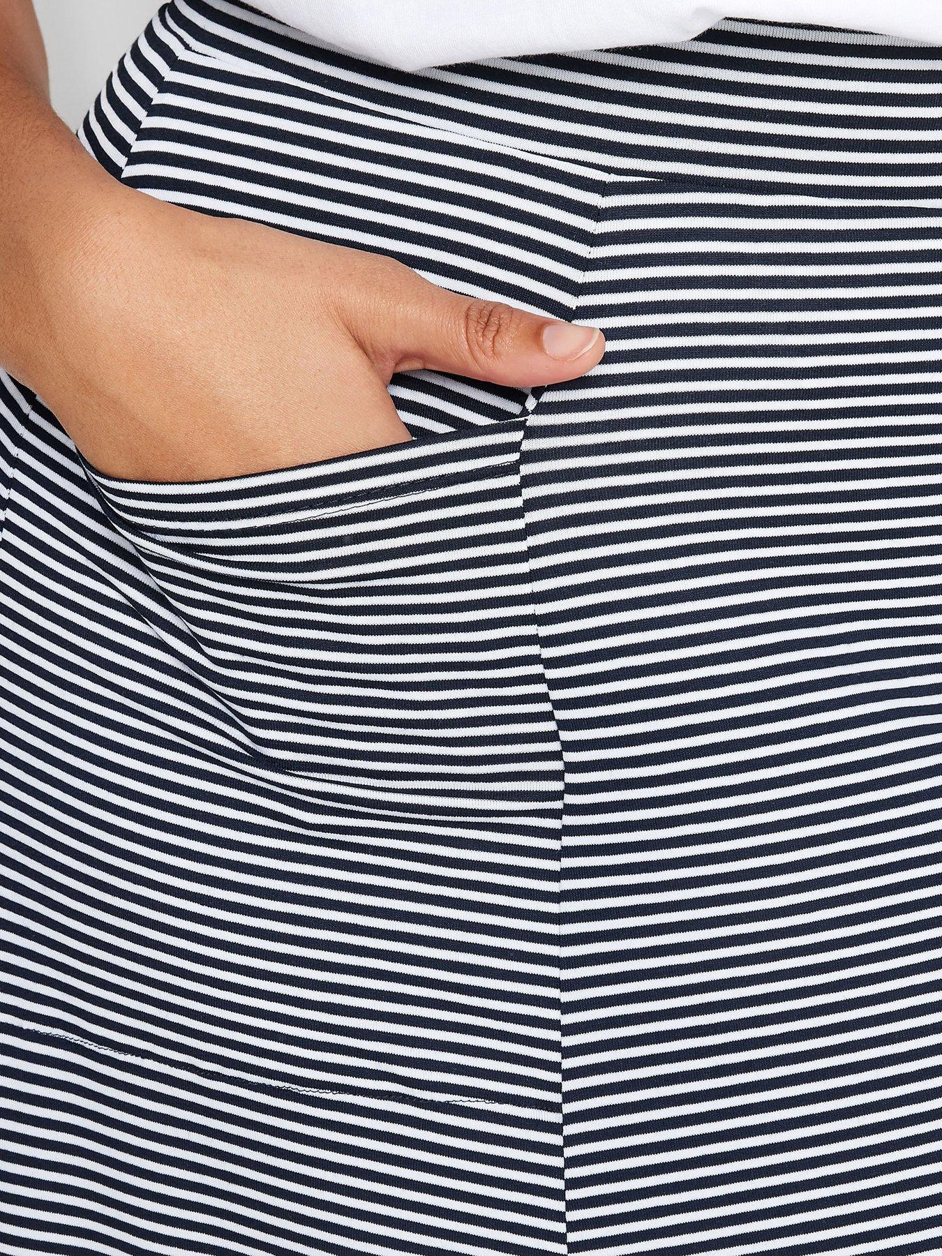 Image 4 of 4 of M&Co Navy And White Stripe Pocket Maxi Skirt