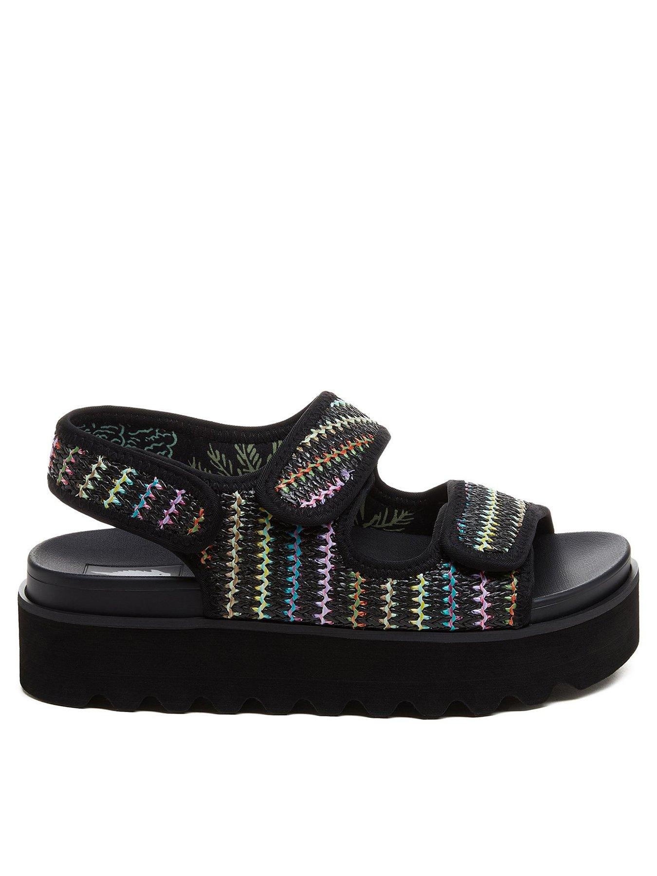 Rocket Dog Balmy Randy Raffia Wedge Sandals Black Very