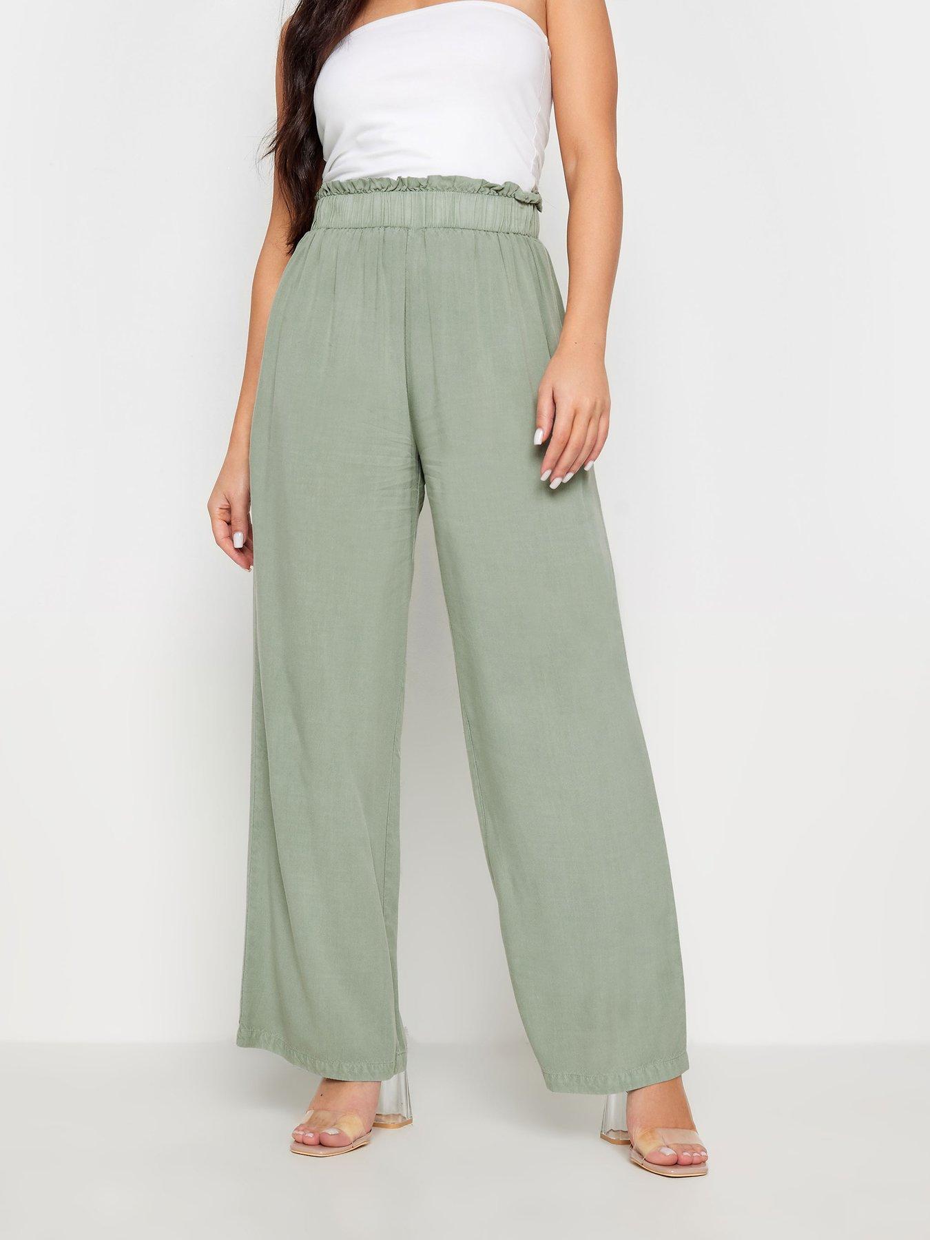 PixieGirl Petite Green Acid Wash Wide Leg Trousers 27