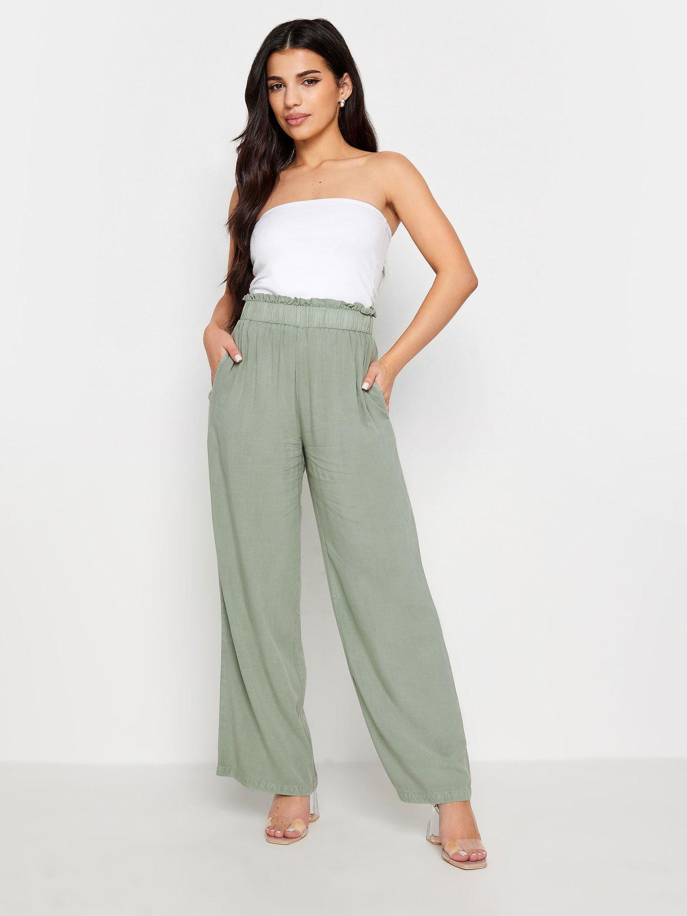 Women's Plus Woven Textured Belted Wide Leg Trousers