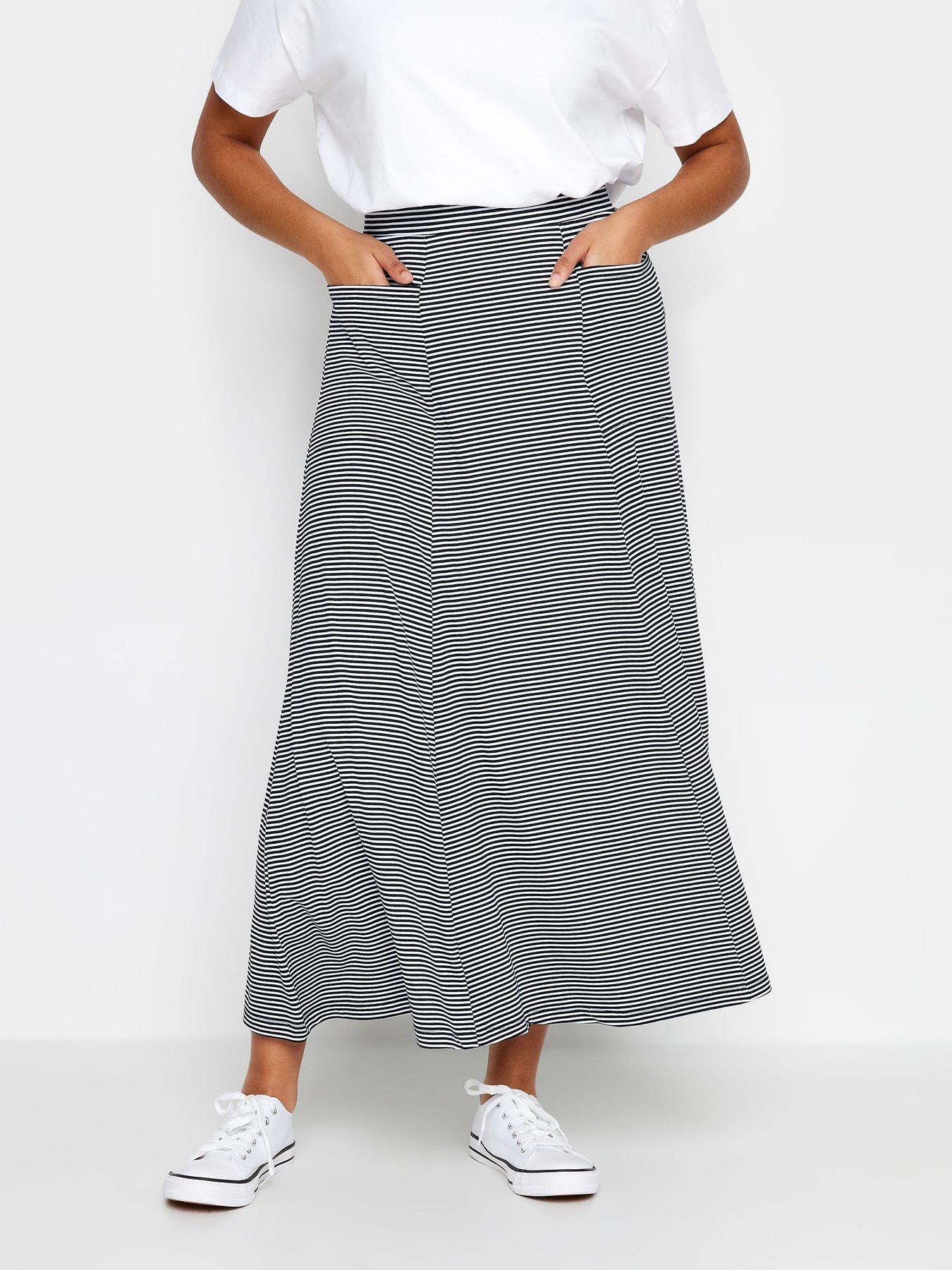 M Co Navy And White Stripe Pocket Maxi Skirt Very