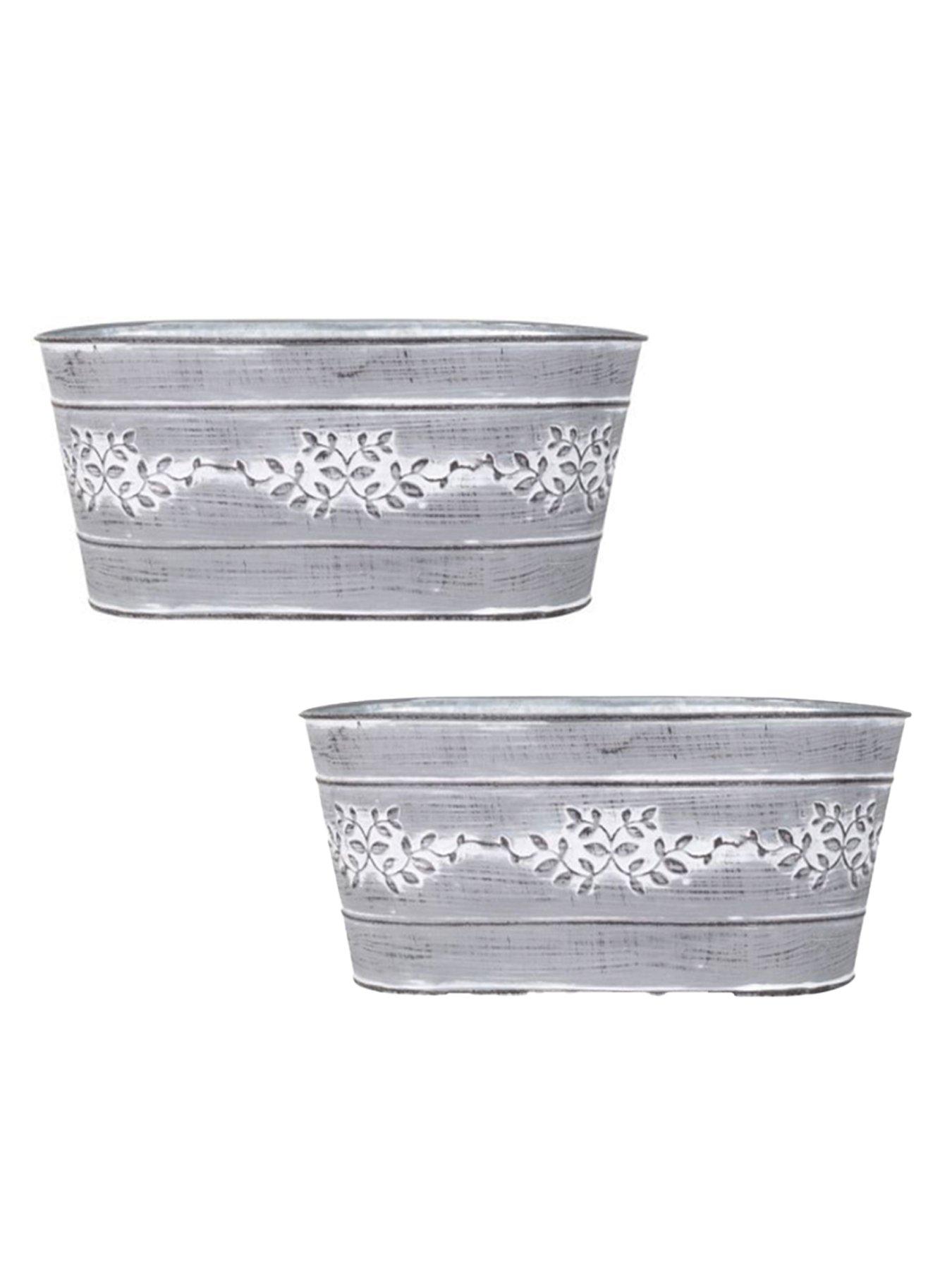 Product photograph of Pair Of Zinc Leafy Vine Tin Troughs 26 5cm from very.co.uk