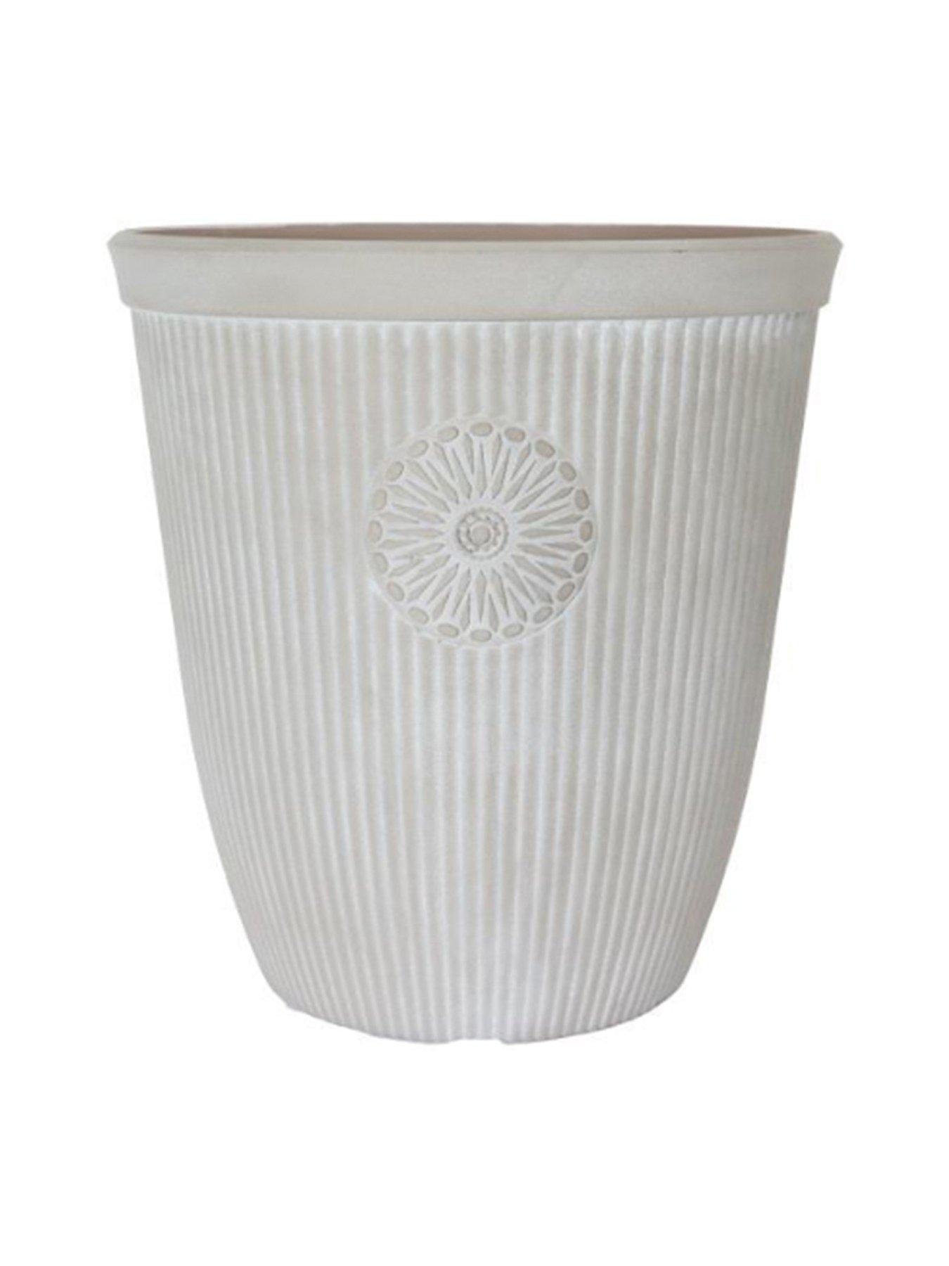 You Garden Somerville Tall Planter - Pebble White (13")